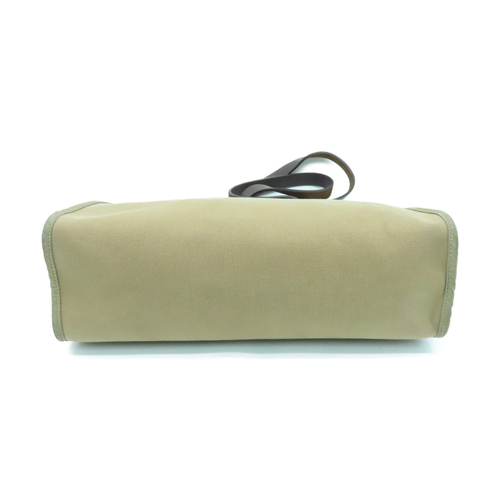 HERMES canvas Herbag PM silver buckle handle shoulder bag Etoupe beige