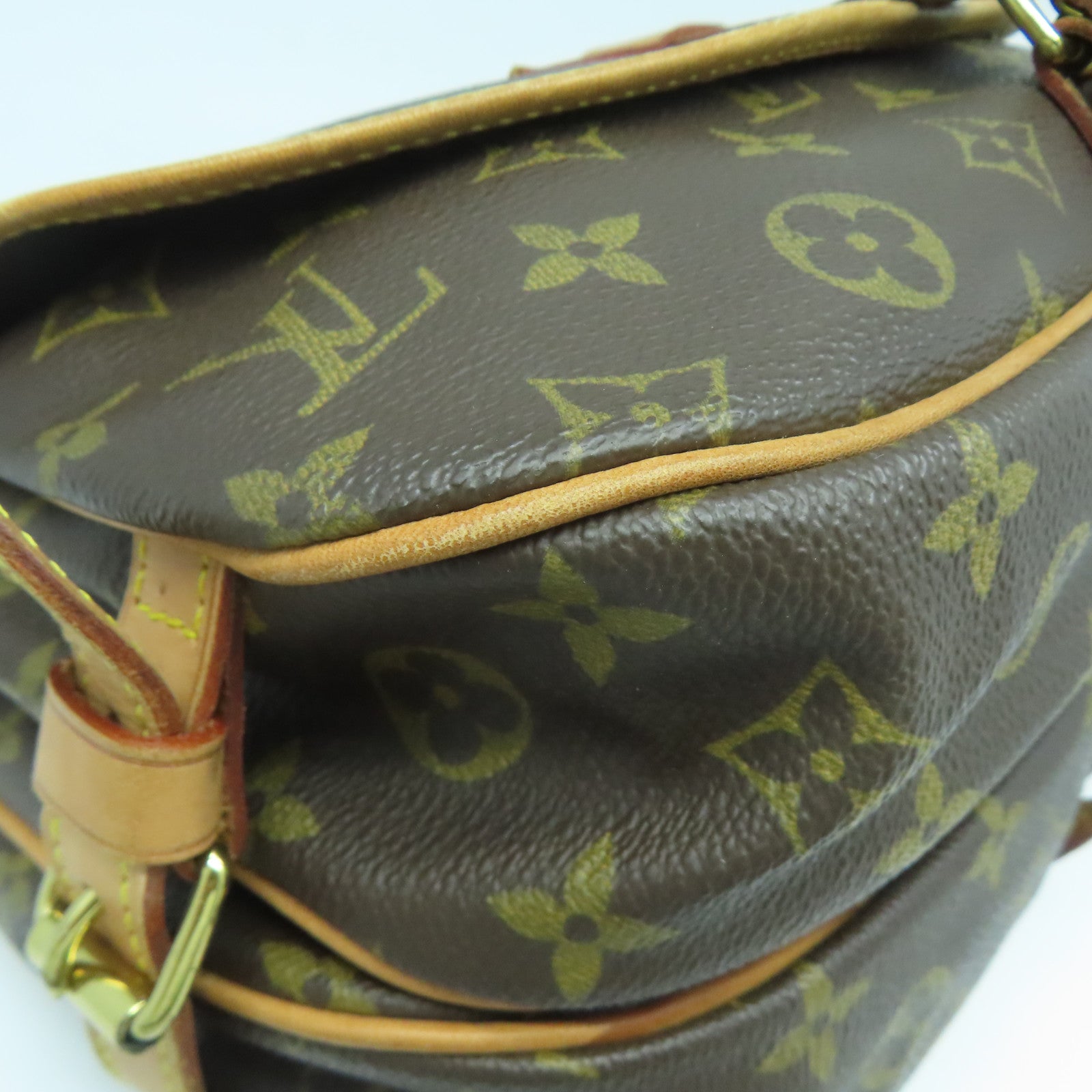 LOUIS VUITTON Monogram Saumur 30金扣肩背袋啡色