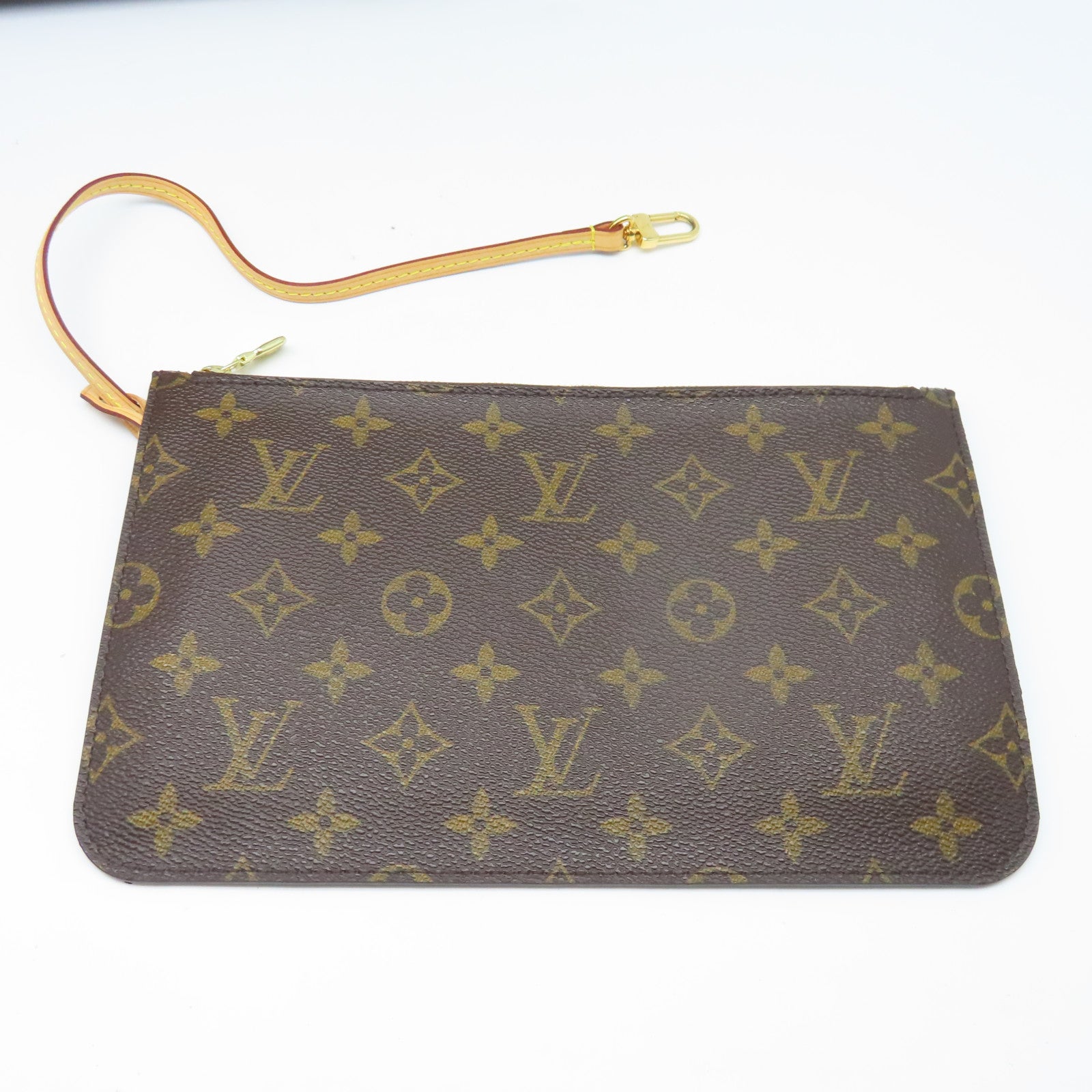 LOUIS VUITTON Monogram Neverfull金扣手挽袋棕色