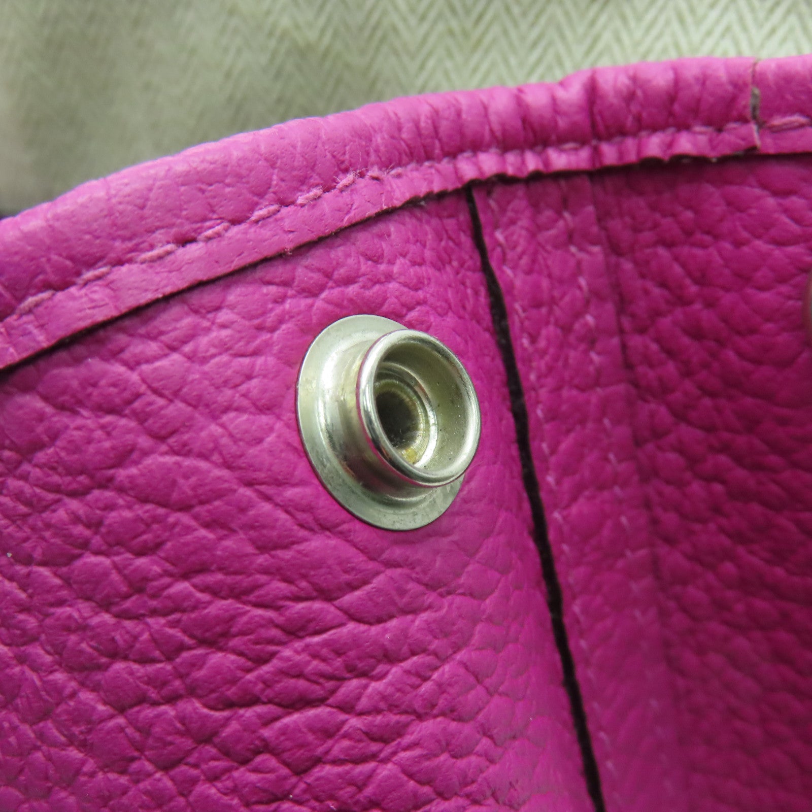 HERMES Negonda皮革Garden Party TPM银扣手挽袋Rose Purple紫色