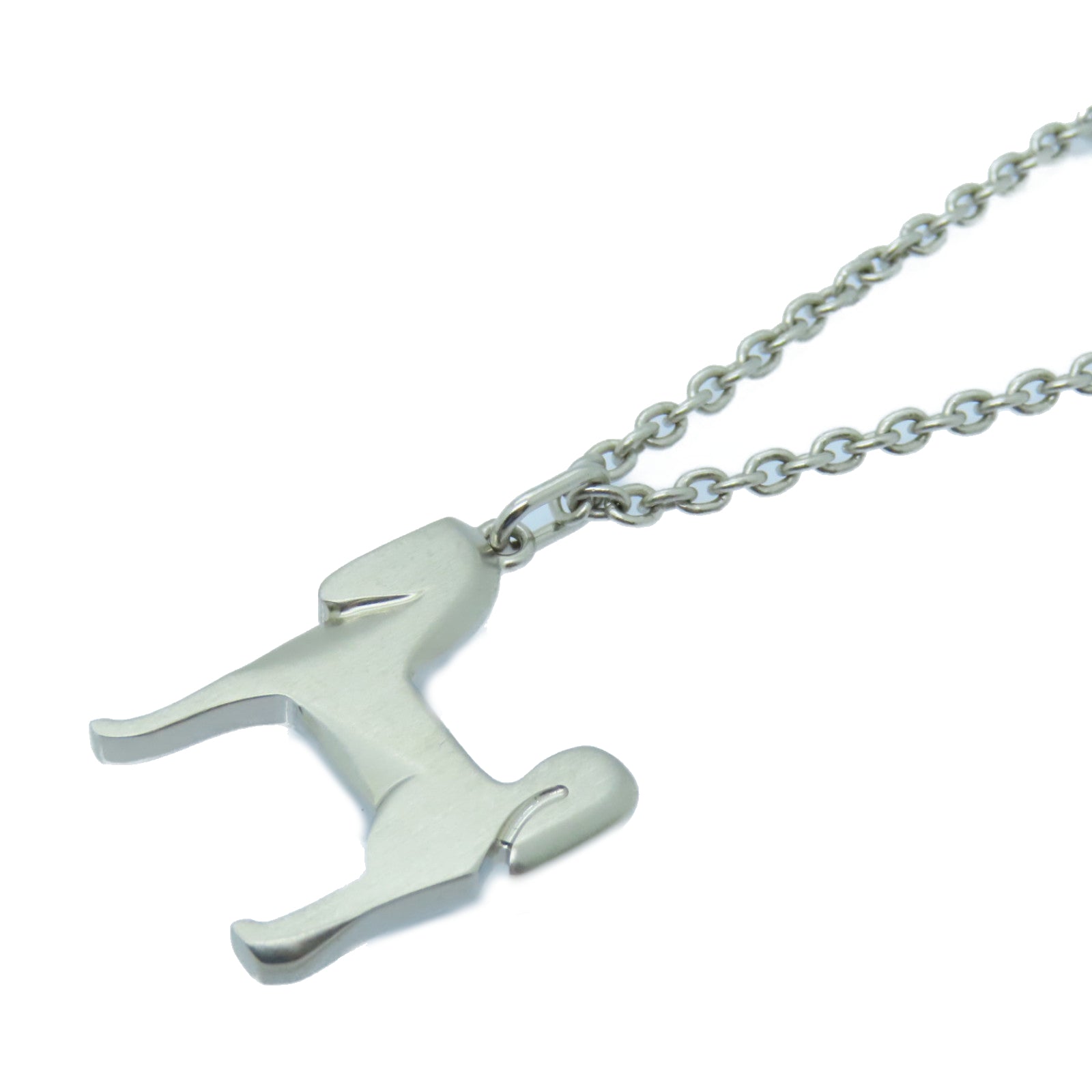 HERMES Metal Panache Necklace Silver Buckle Necklace Silver