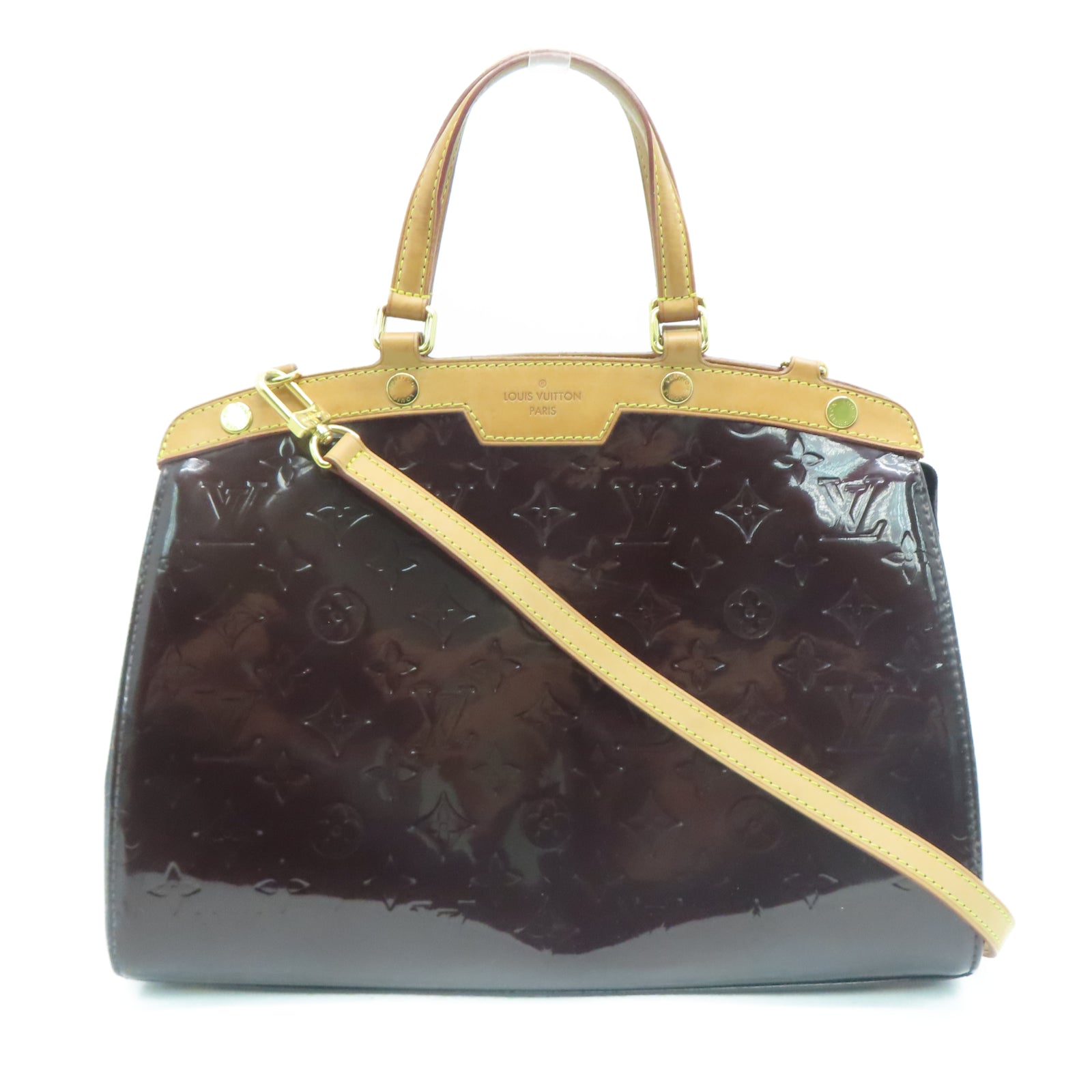 LOUIS VUITTON Monogram Vernis Brea MM金扣手挽肩背两用袋红色