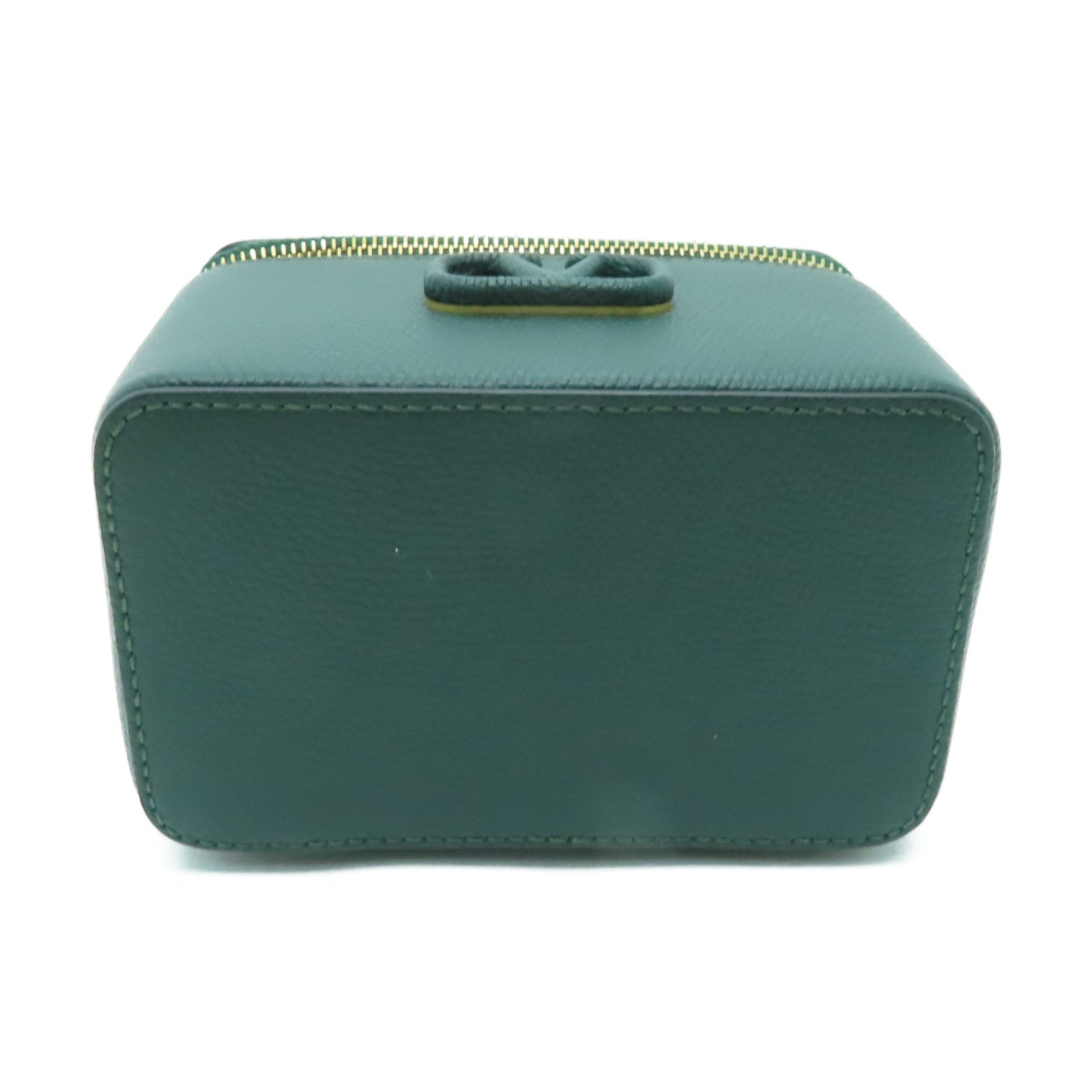 Valentino 牛皮皮革Mini Vsling Vanity Case金扣手挽肩背兩用袋綠色