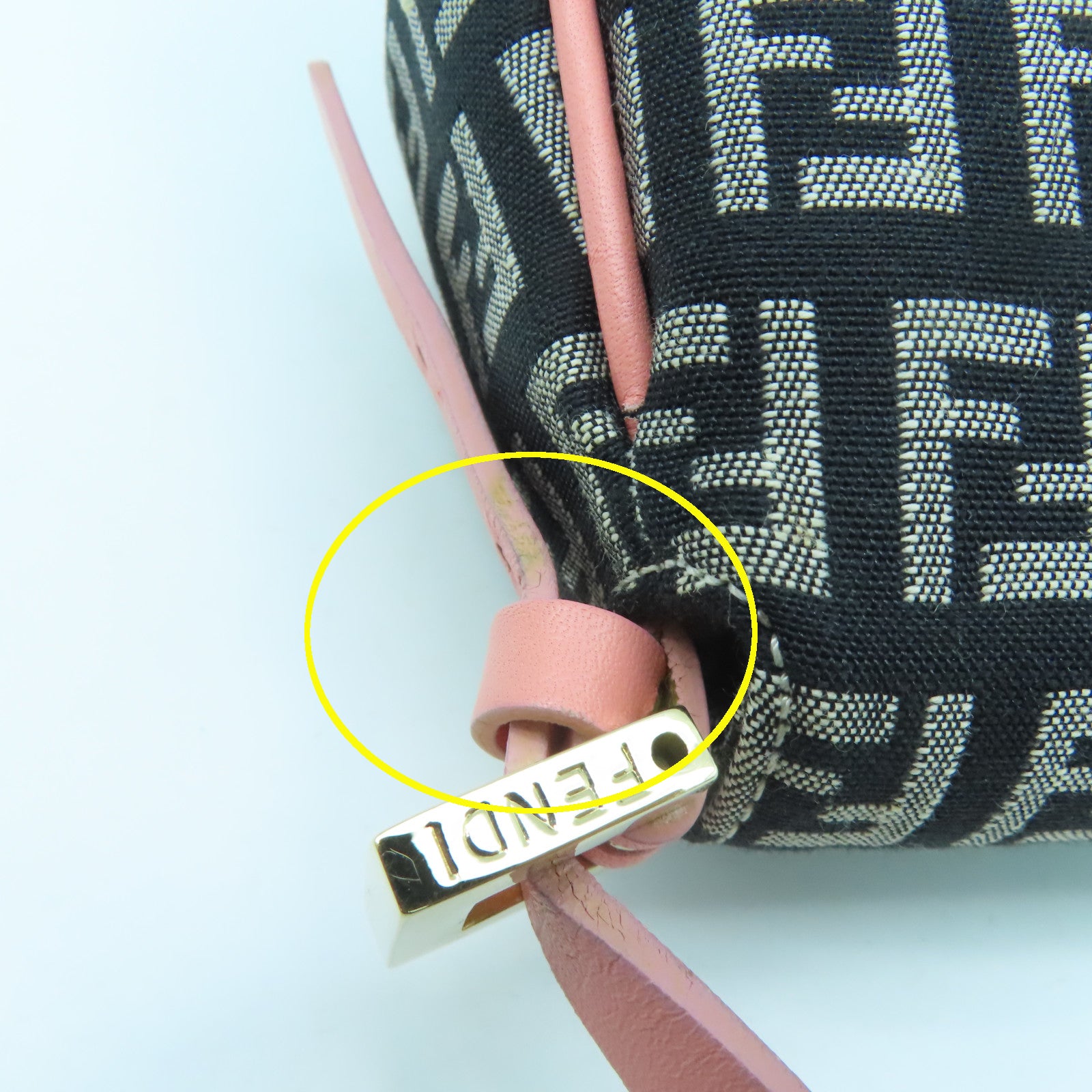 FENDI 帆布Shoulder Bag金扣肩背袋黑色/粉紅色