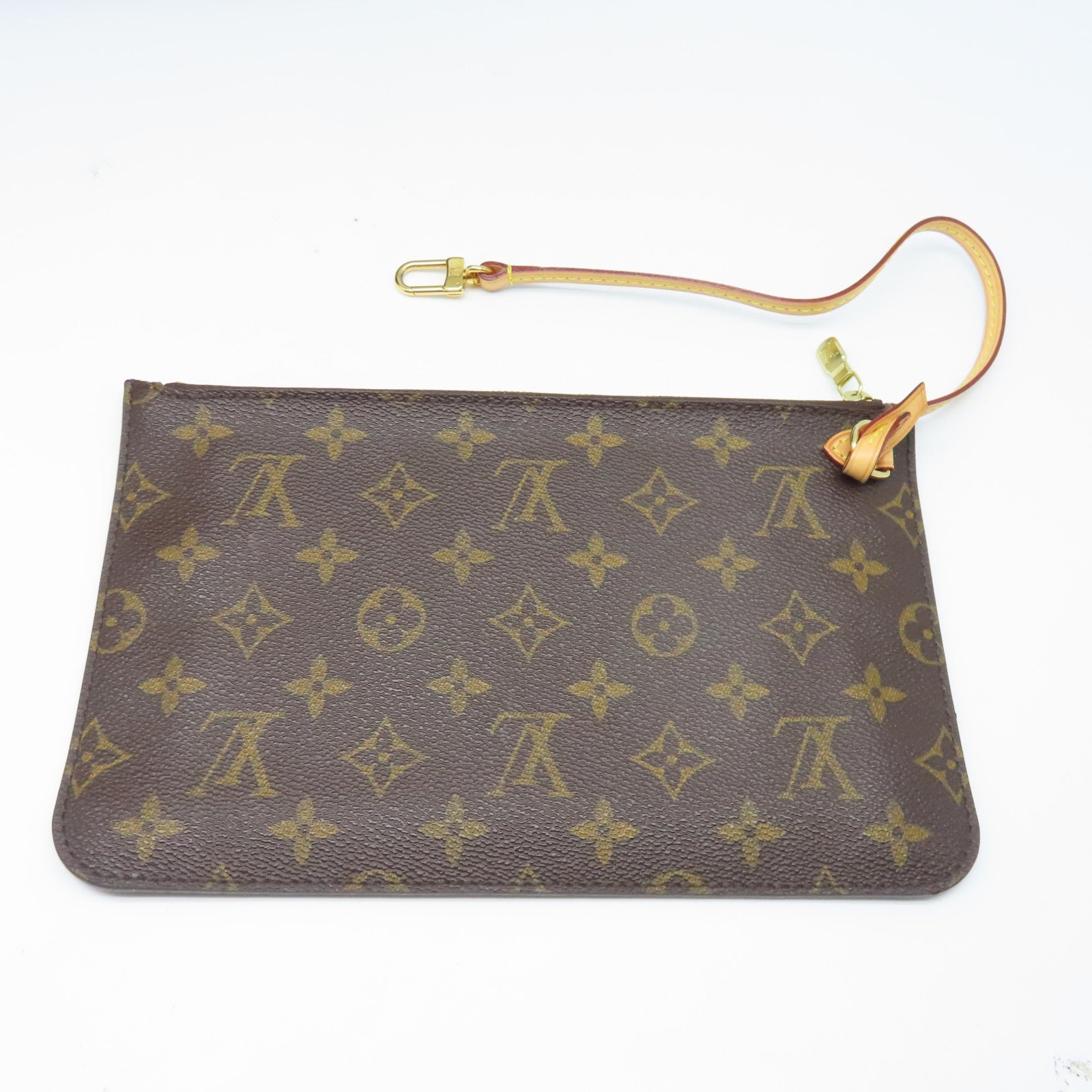 LOUIS VUITTON Monogram Neverfull金扣手挽袋棕色