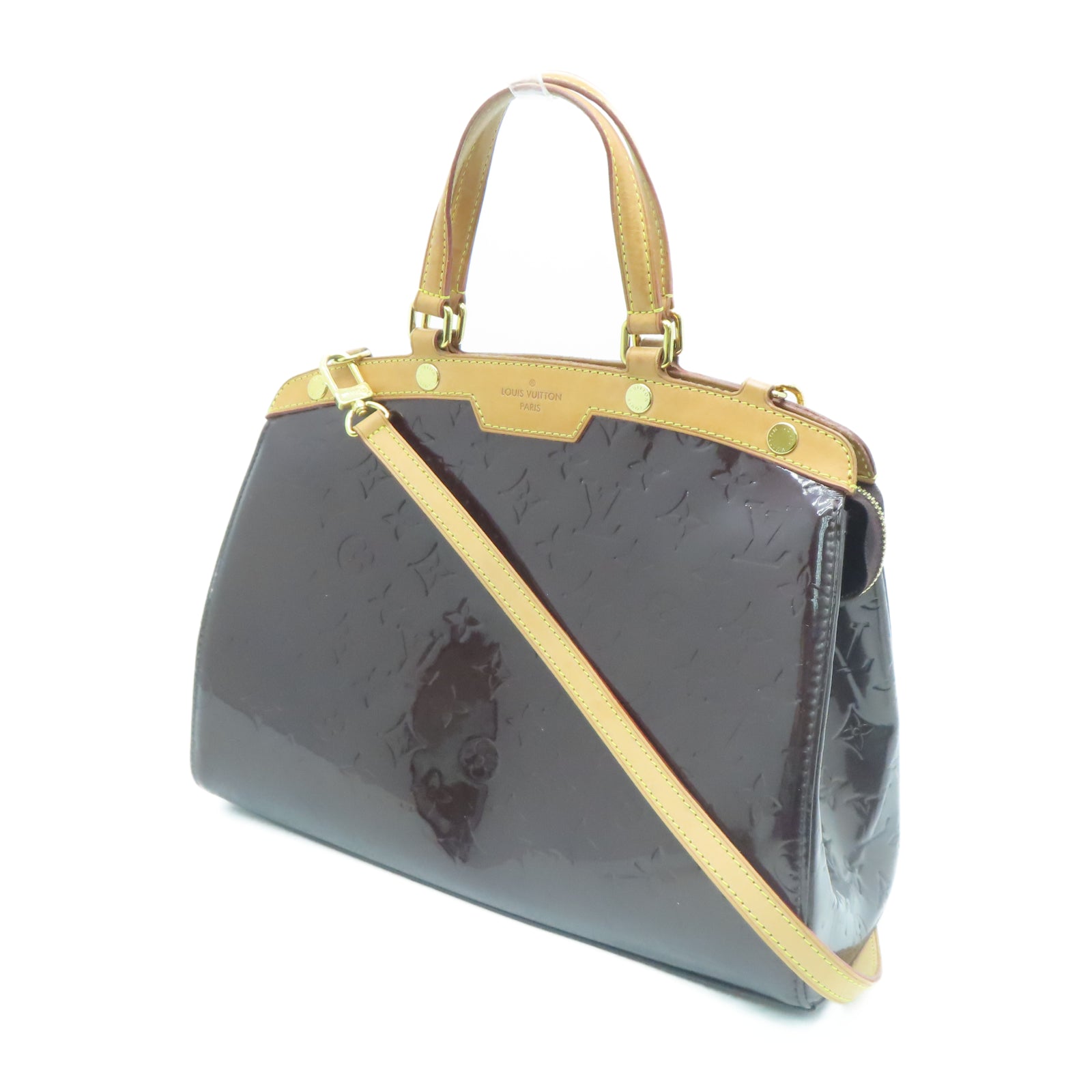 LOUIS VUITTON Monogram Vernis Brea MM金扣手挽肩背两用袋红色