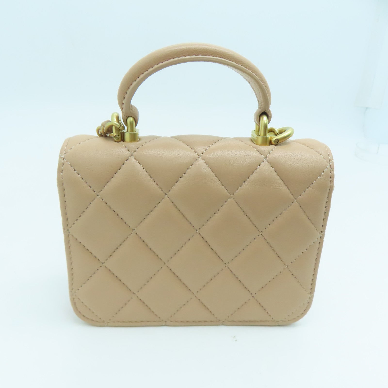 CHANEL 【激減優惠】菱格羊皮皮革Chain Shoulder Bag金扣鏈帶肩背袋杏色