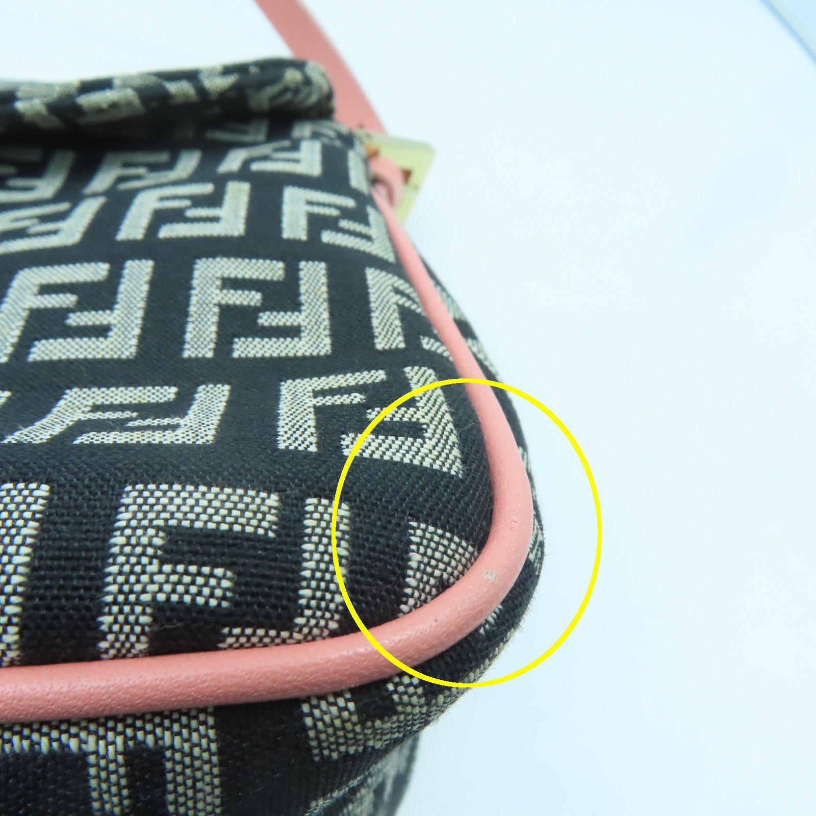 FENDI 帆布Shoulder Bag金扣肩背袋黑色/粉紅色