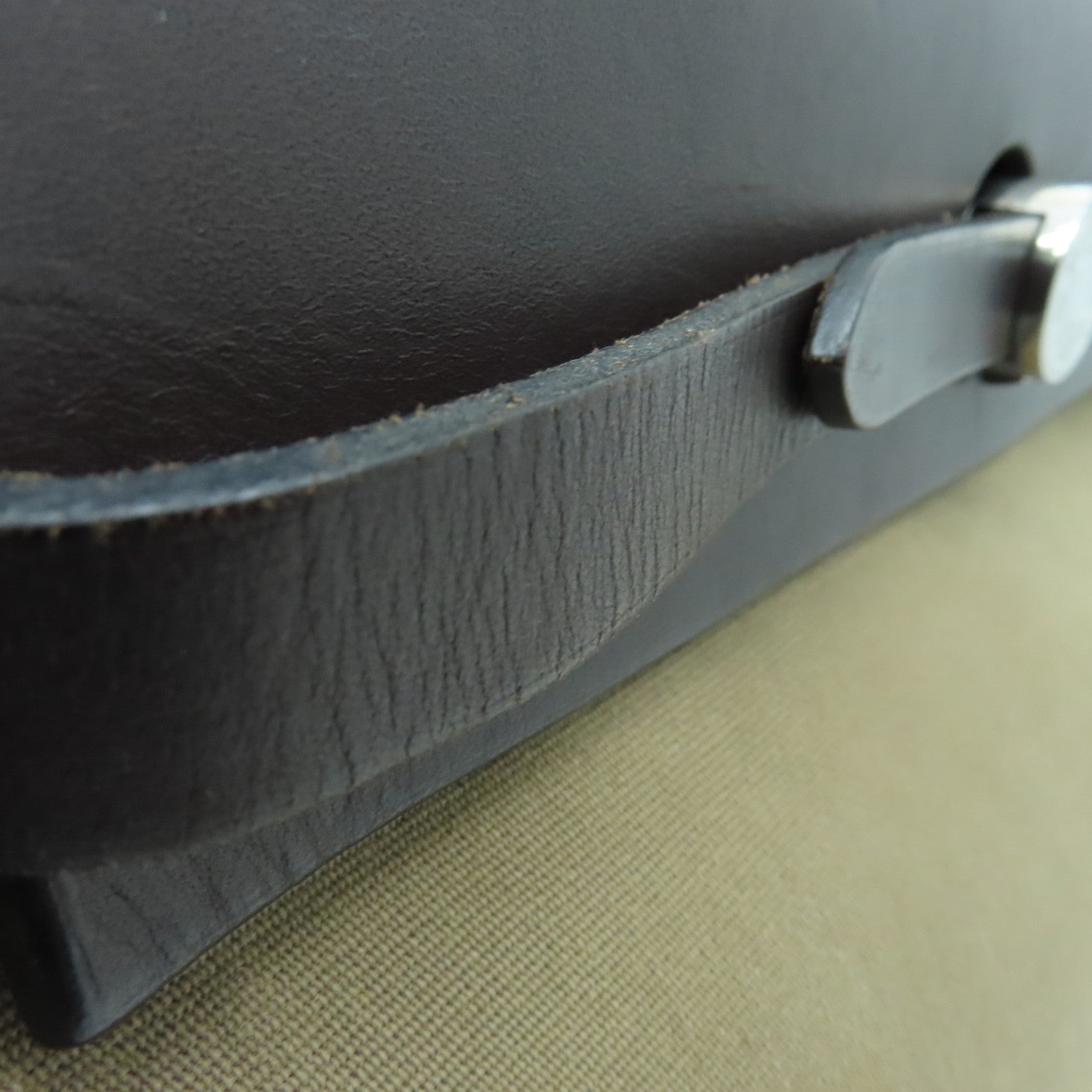 HERMES canvas Herbag PM silver buckle handle shoulder bag Etoupe beige