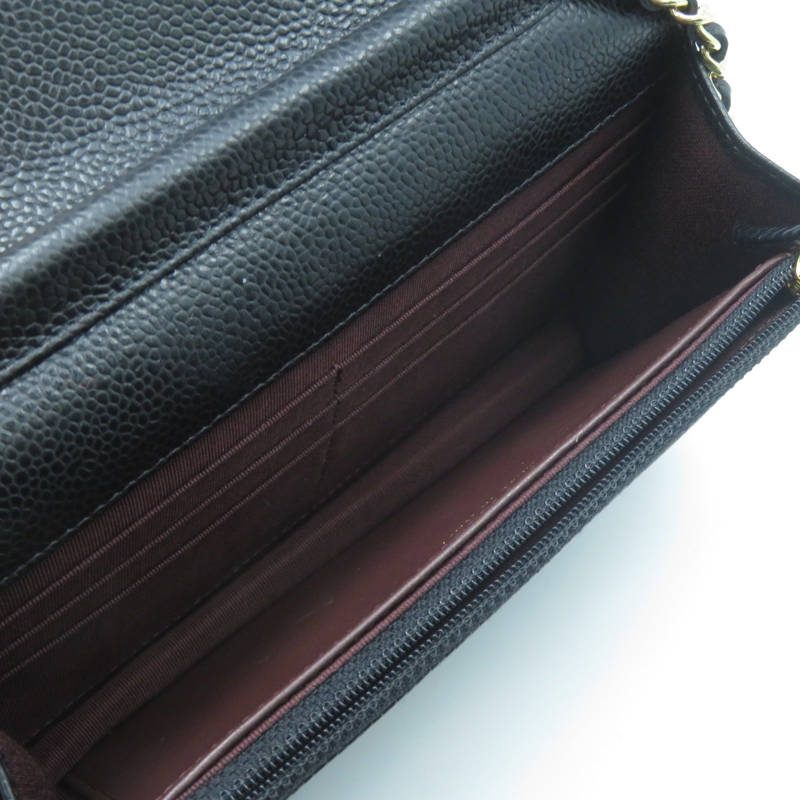 CHANEL 菱格Caviar皮革Wallet On Chain金扣鏈帶肩背袋黑色
