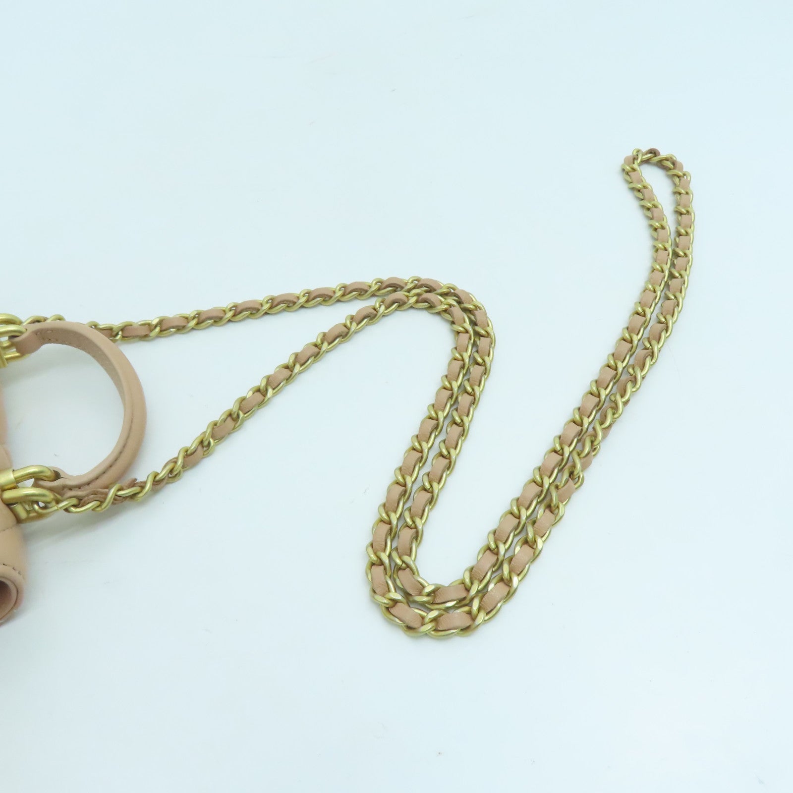 CHANEL 【激減優惠】菱格羊皮皮革Chain Shoulder Bag金扣鏈帶肩背袋杏色