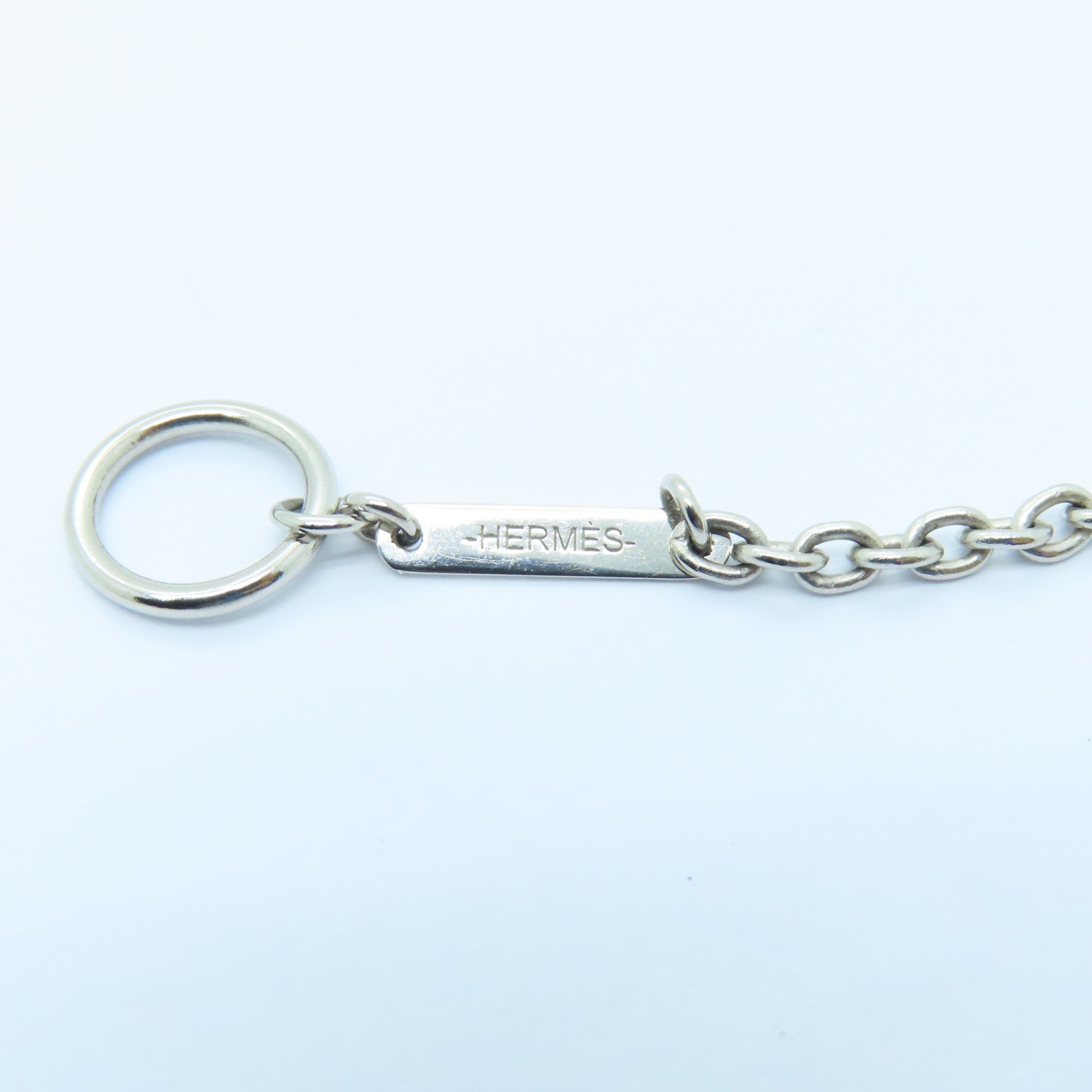 HERMES Metal Panache Necklace Silver Buckle Necklace Silver