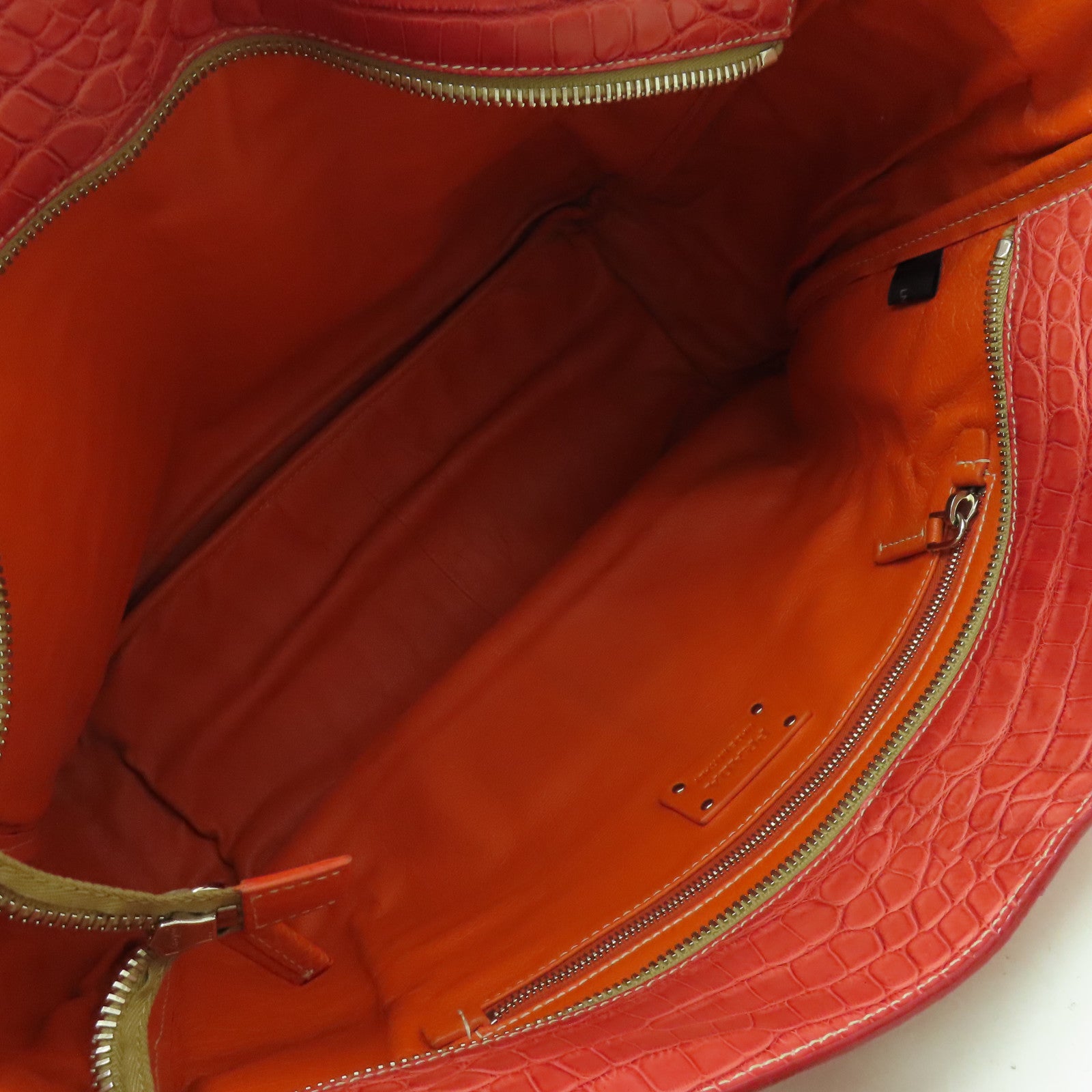 PRADA 鱷魚/鴕鳥皮革Shoulder Bag銀扣肩背袋紅色