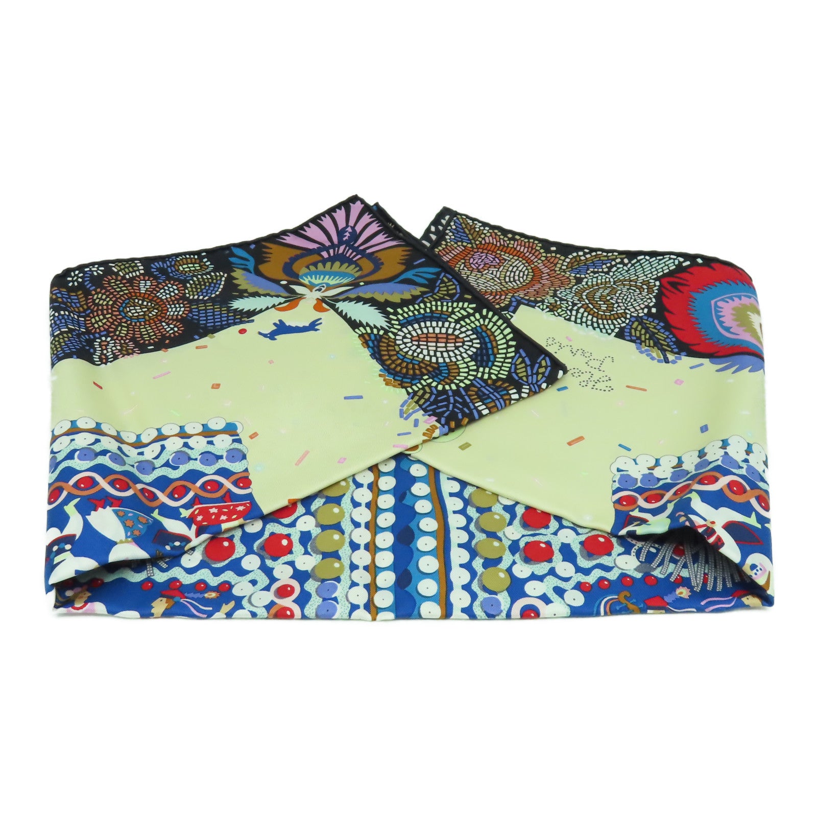 HERMES 絲質Scarf 90x90絲巾黑色/米色
