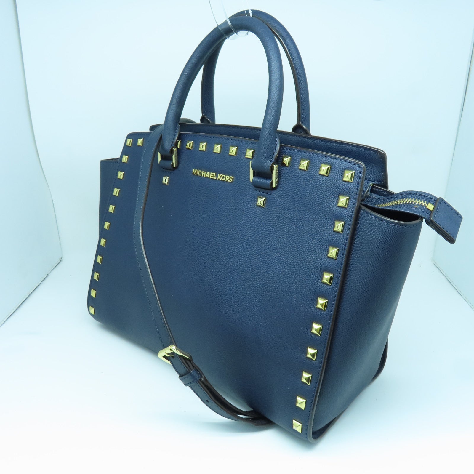 Michael Kors 皮革2way Shoulder Bag金扣手挽肩背两用袋蓝色
