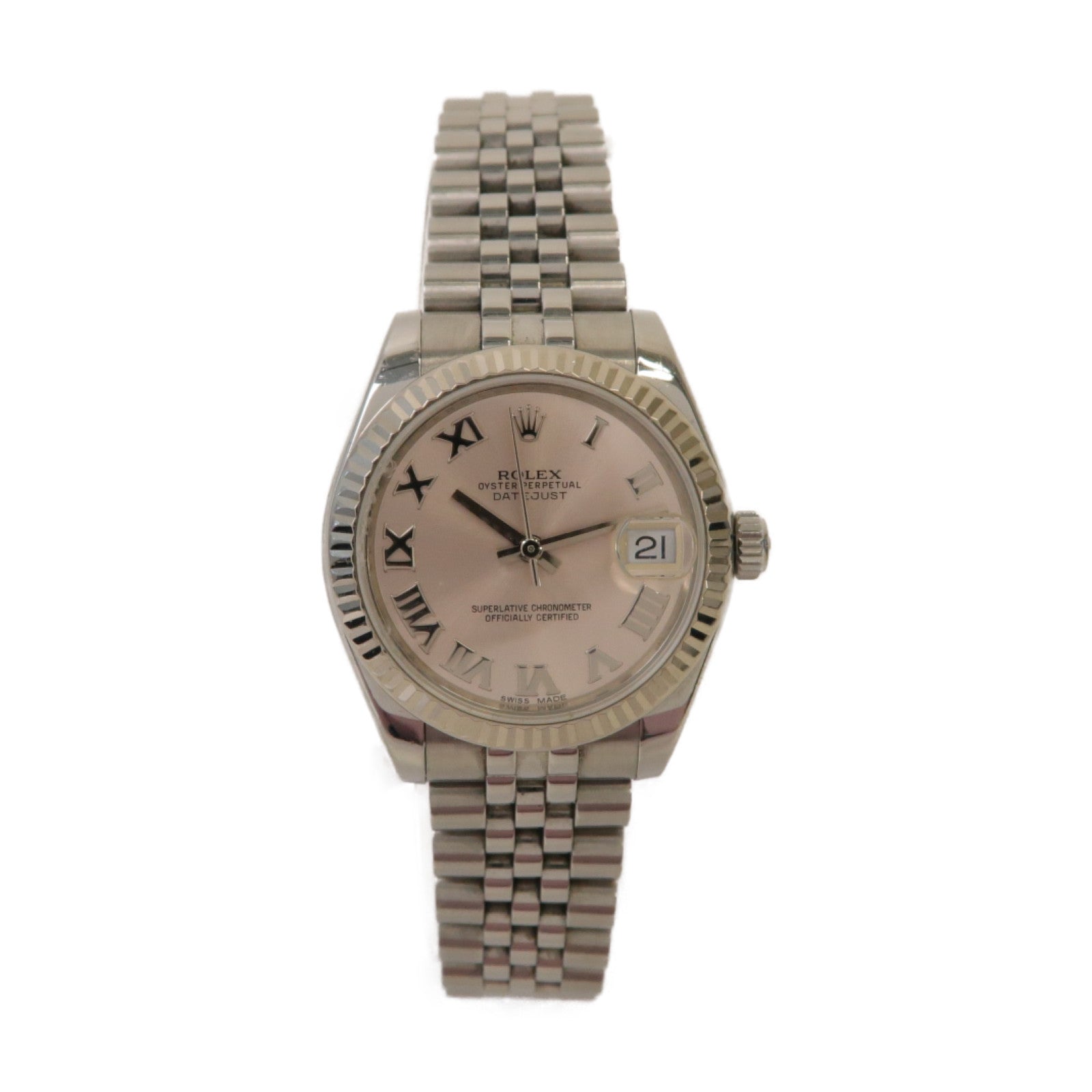 ROLEX Datejust 18K白金/不鏽鋼手錶自動機芯粉紅色
