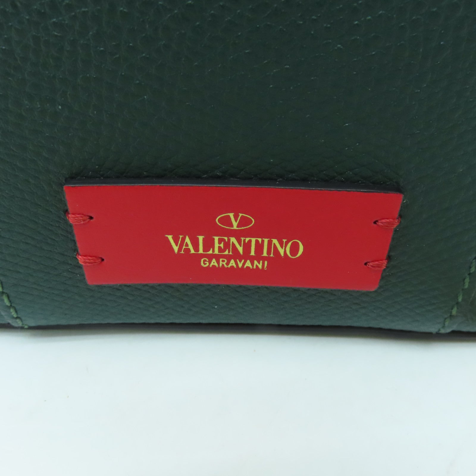Valentino 牛皮皮革Mini Vsling Vanity Case金扣手挽肩背兩用袋綠色