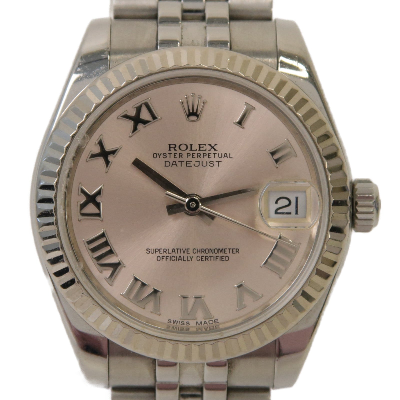 ROLEX Datejust 18K白金/不鏽鋼手錶自動機芯粉紅色