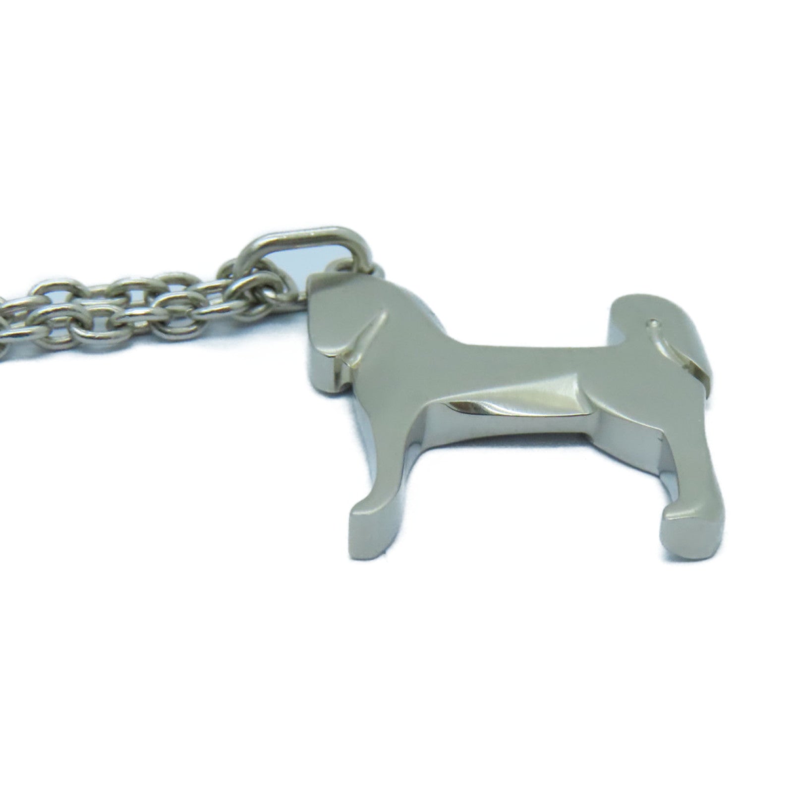 HERMES Metal Panache Necklace Silver Buckle Necklace Silver