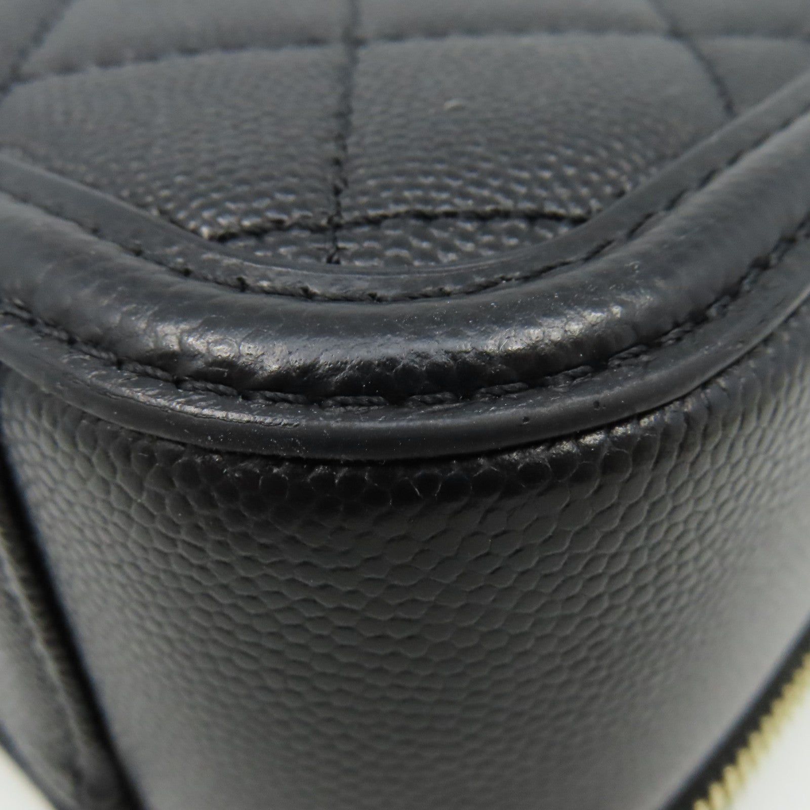 CHANEL 菱格Caviar皮革Vatity Case 21cm 2Way Shoulder Bag金扣鏈帶手挽肩背兩用袋黑色