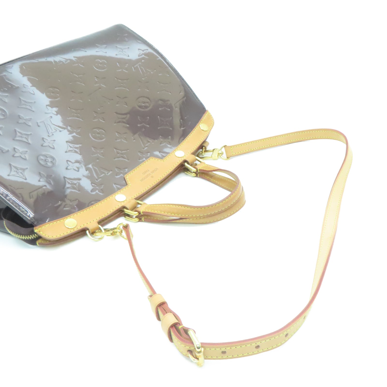 LOUIS VUITTON Monogram Vernis Brea MM金扣手挽肩背两用袋红色