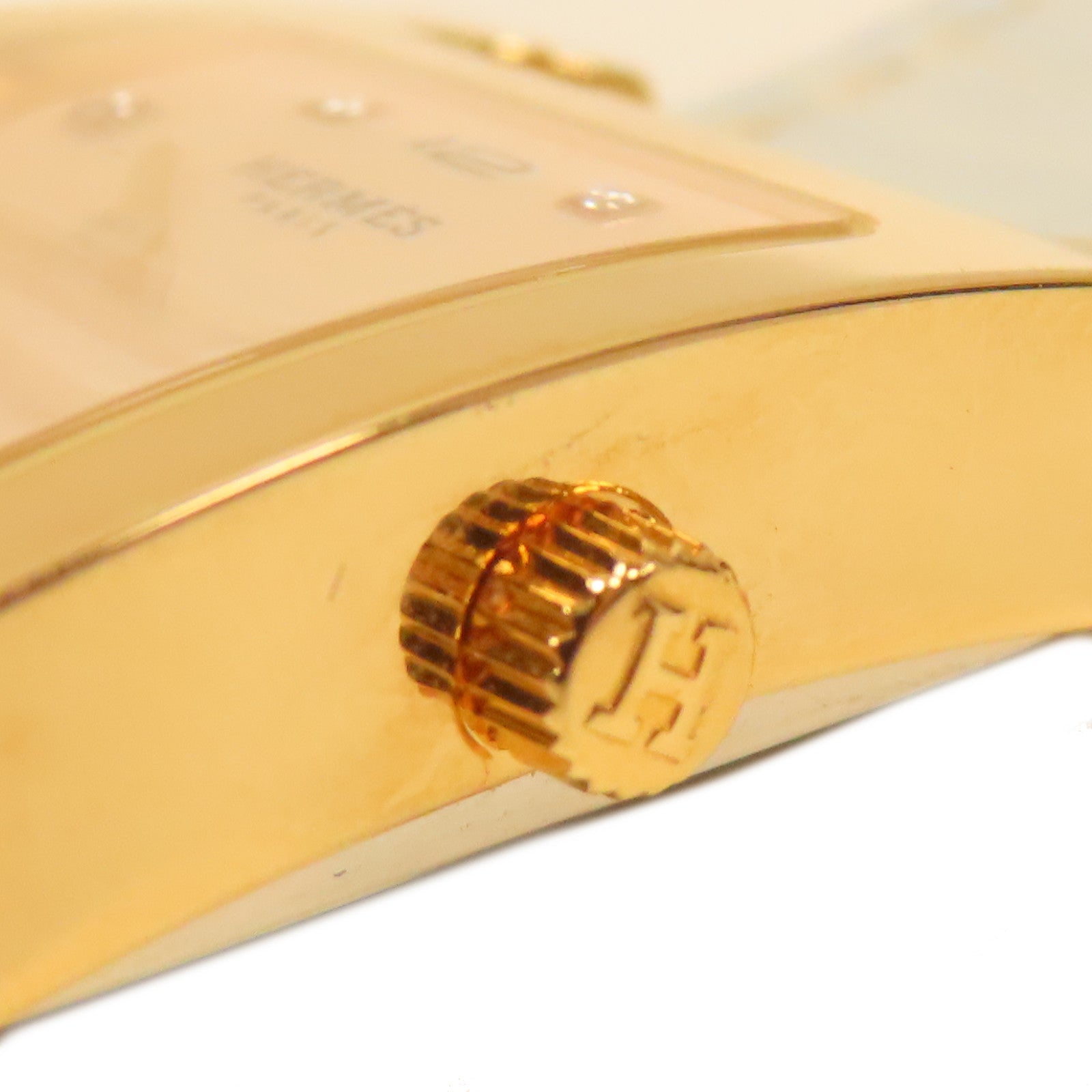 HERMES 不鏽鋼/皮革H Watch皮帶手錶霧藍色/米色#16cm