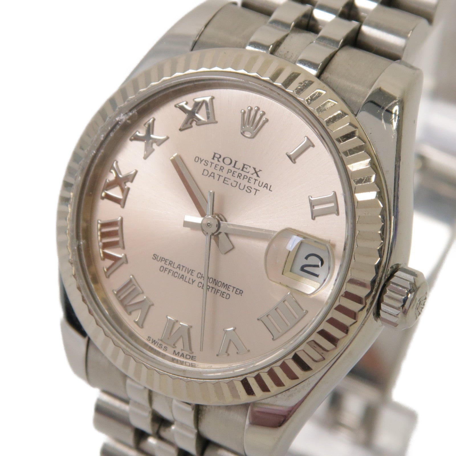 ROLEX Datejust 18K白金/不鏽鋼手錶自動機芯粉紅色
