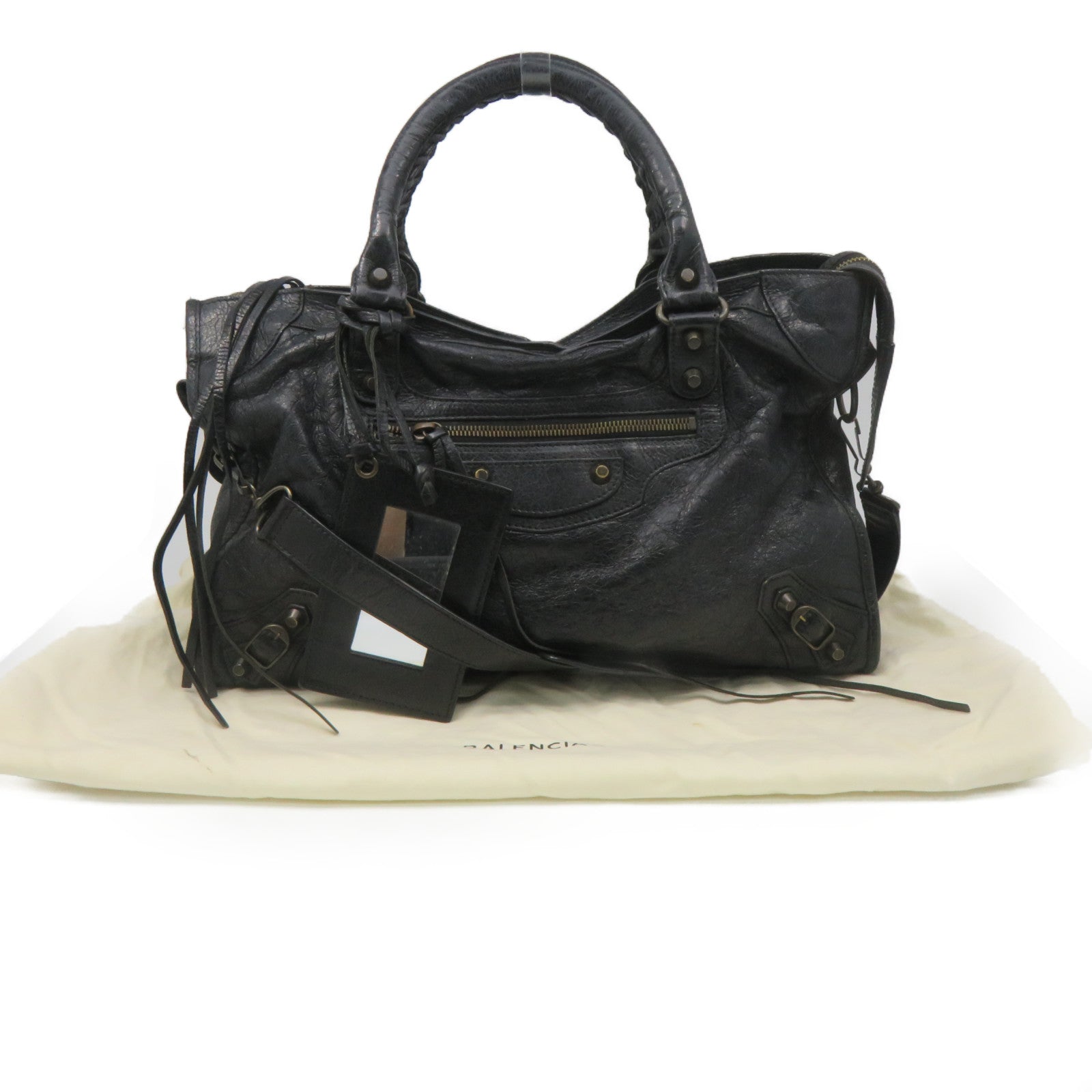 BALENCIAGA 牛皮皮革City 2Way Shoulder Bag手挽肩背兩用袋黑色
