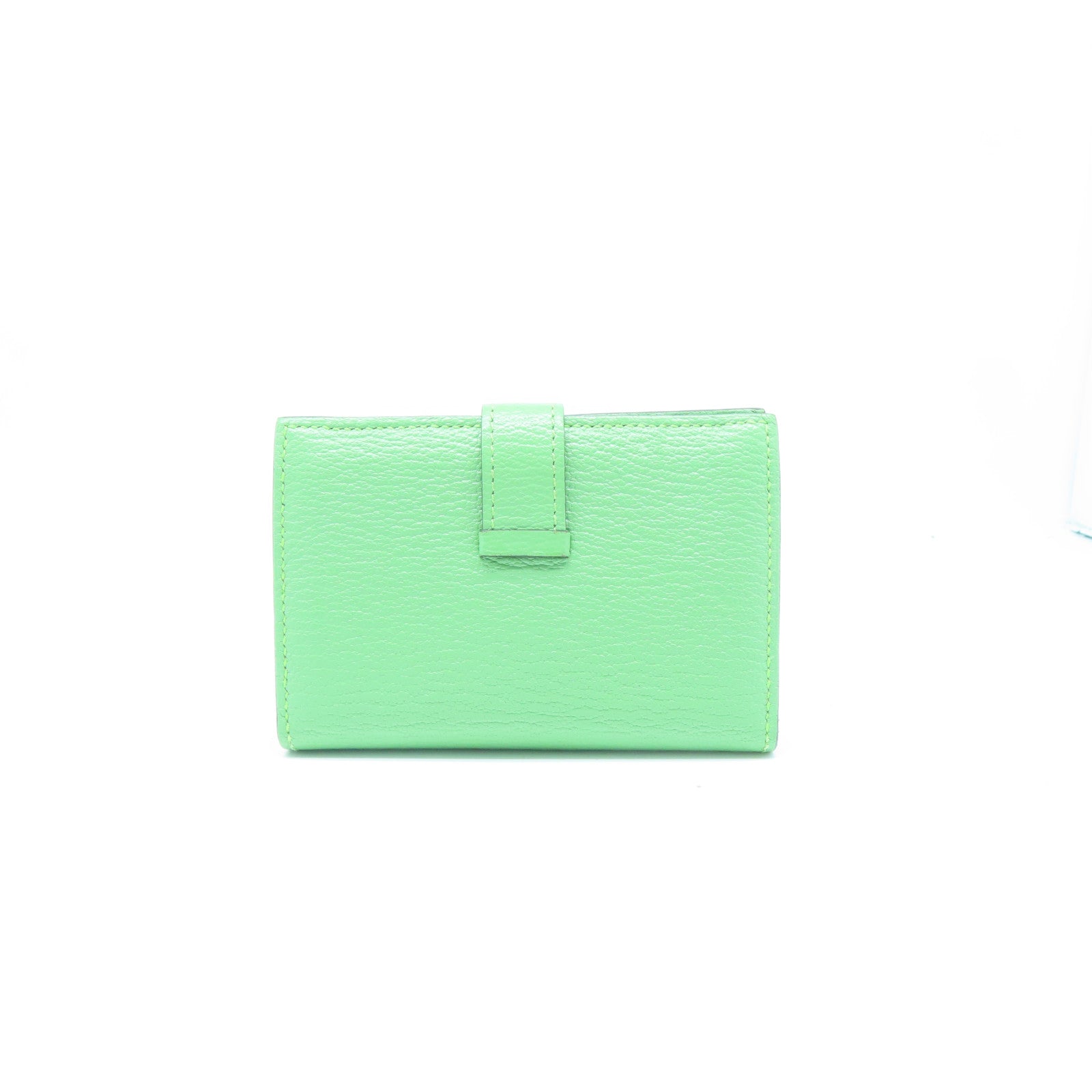 HERMES Chevre皮革Bearn Card Case金扣卡片套牛油果绿