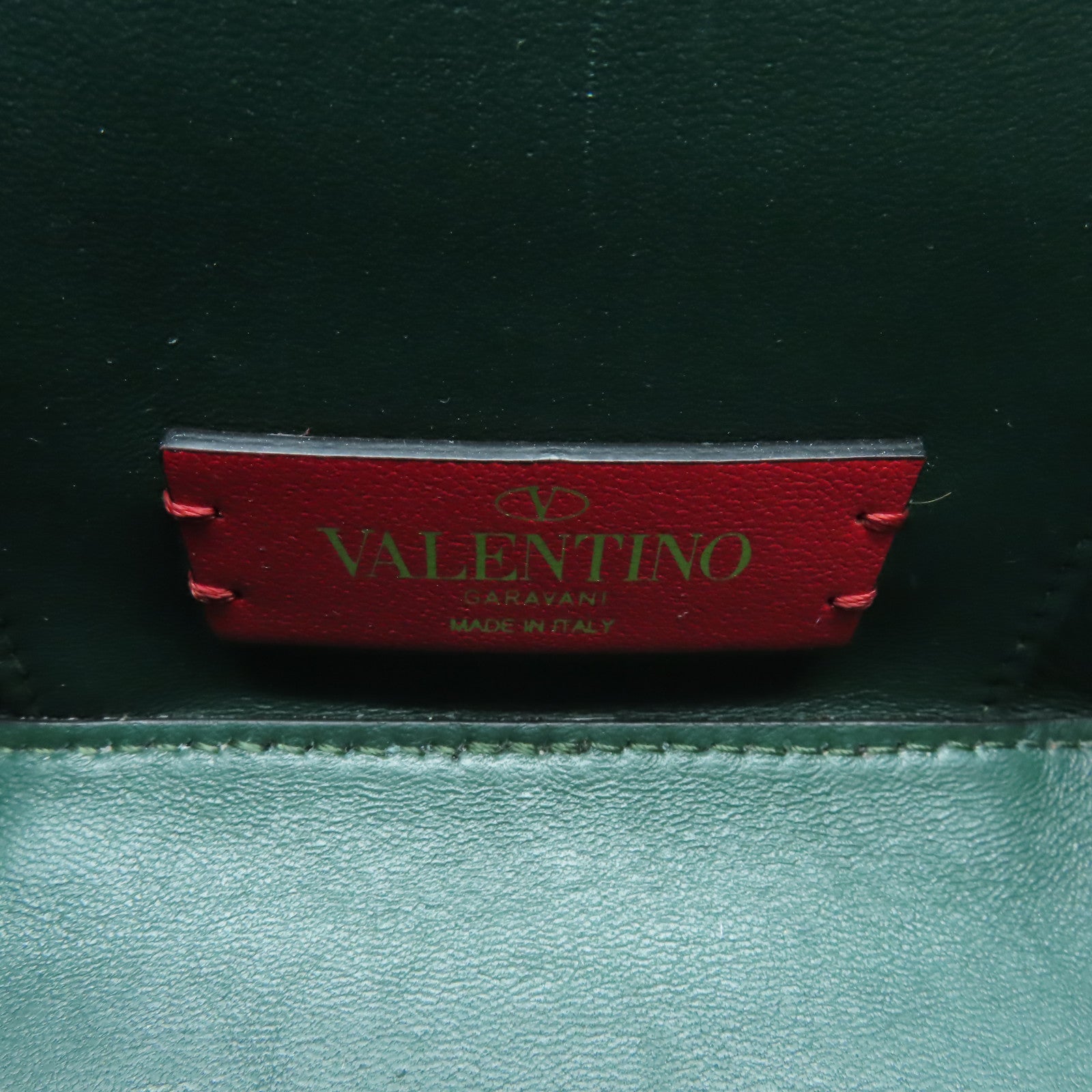 Valentino 牛皮皮革Mini Vsling Vanity Case金扣手挽肩背兩用袋綠色