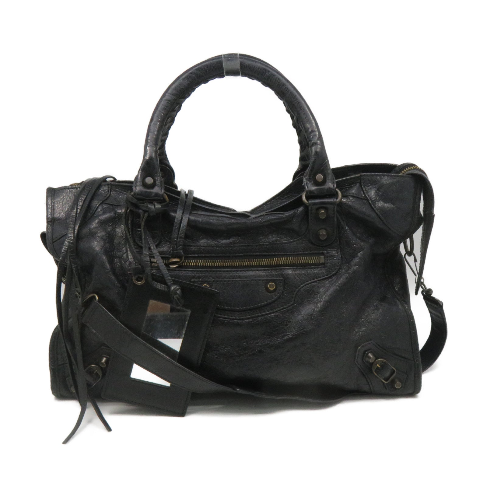 BALENCIAGA 牛皮皮革City 2Way Shoulder Bag手挽肩背兩用袋黑色