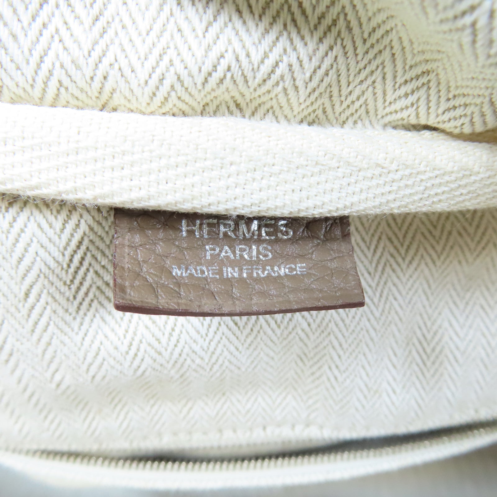 HERMES Clemence皮革Victoria銀扣手挽袋Etoupe大象灰色