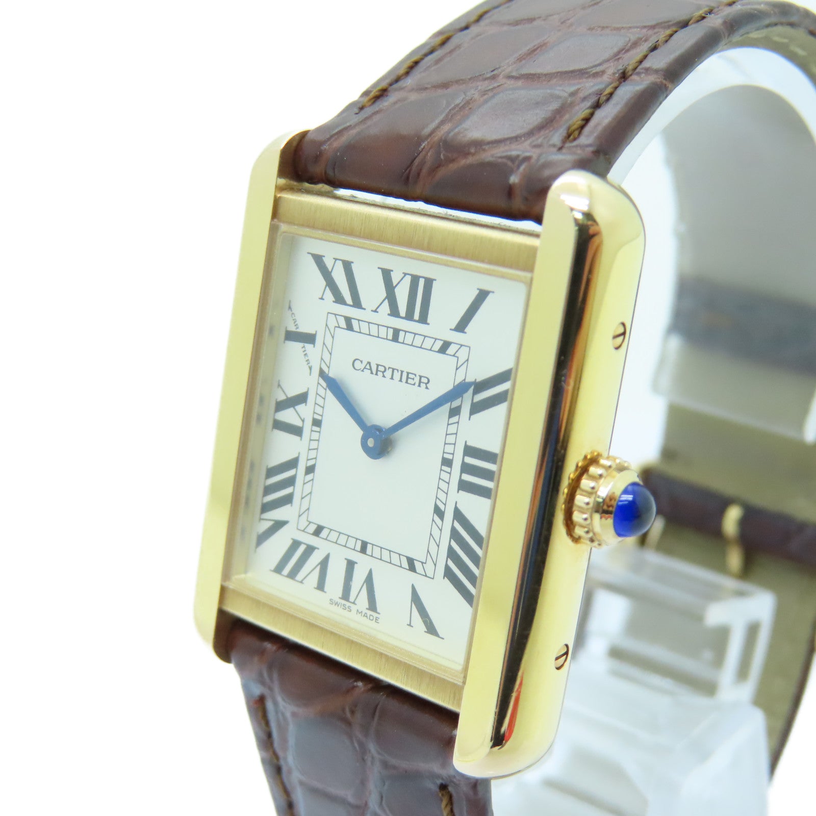CARTIER Tank Solo K18 Watch Quartz Movement Gold/Brown