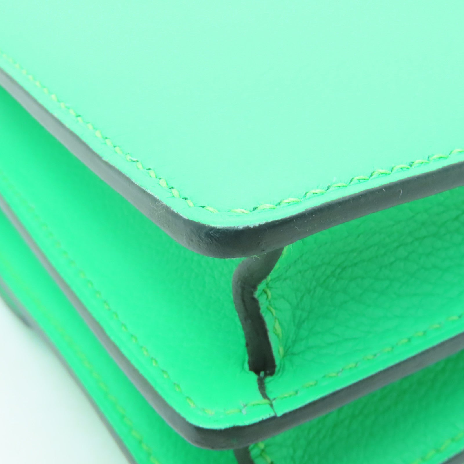 HERMES Evercolor皮革Mini Roulis銀扣肩背袋Vert Comics綠色