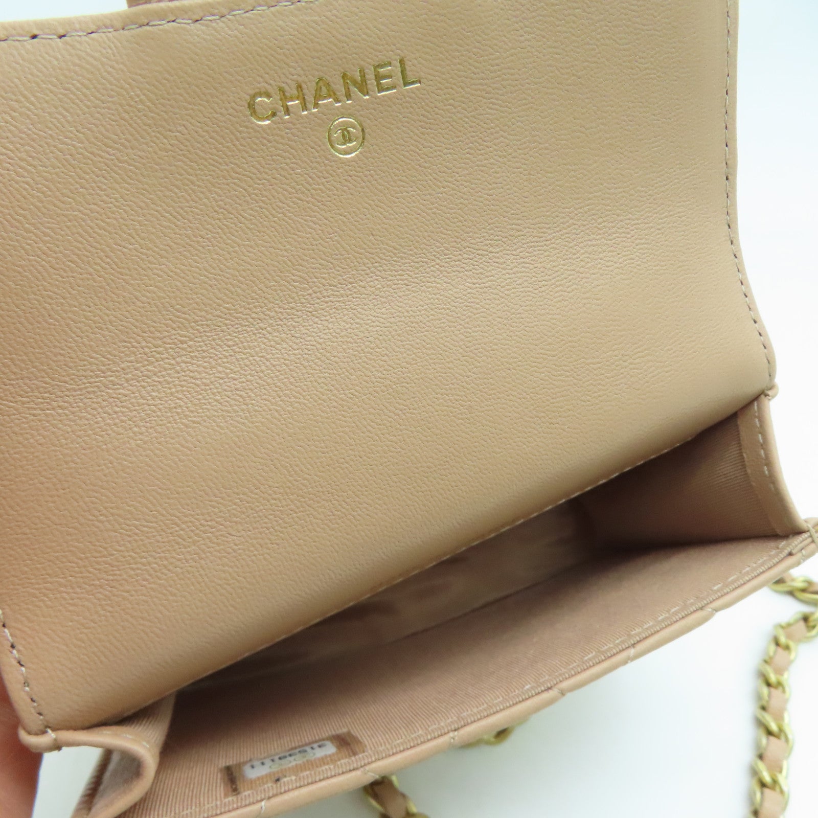 CHANEL 【激減優惠】菱格羊皮皮革Chain Shoulder Bag金扣鏈帶肩背袋杏色