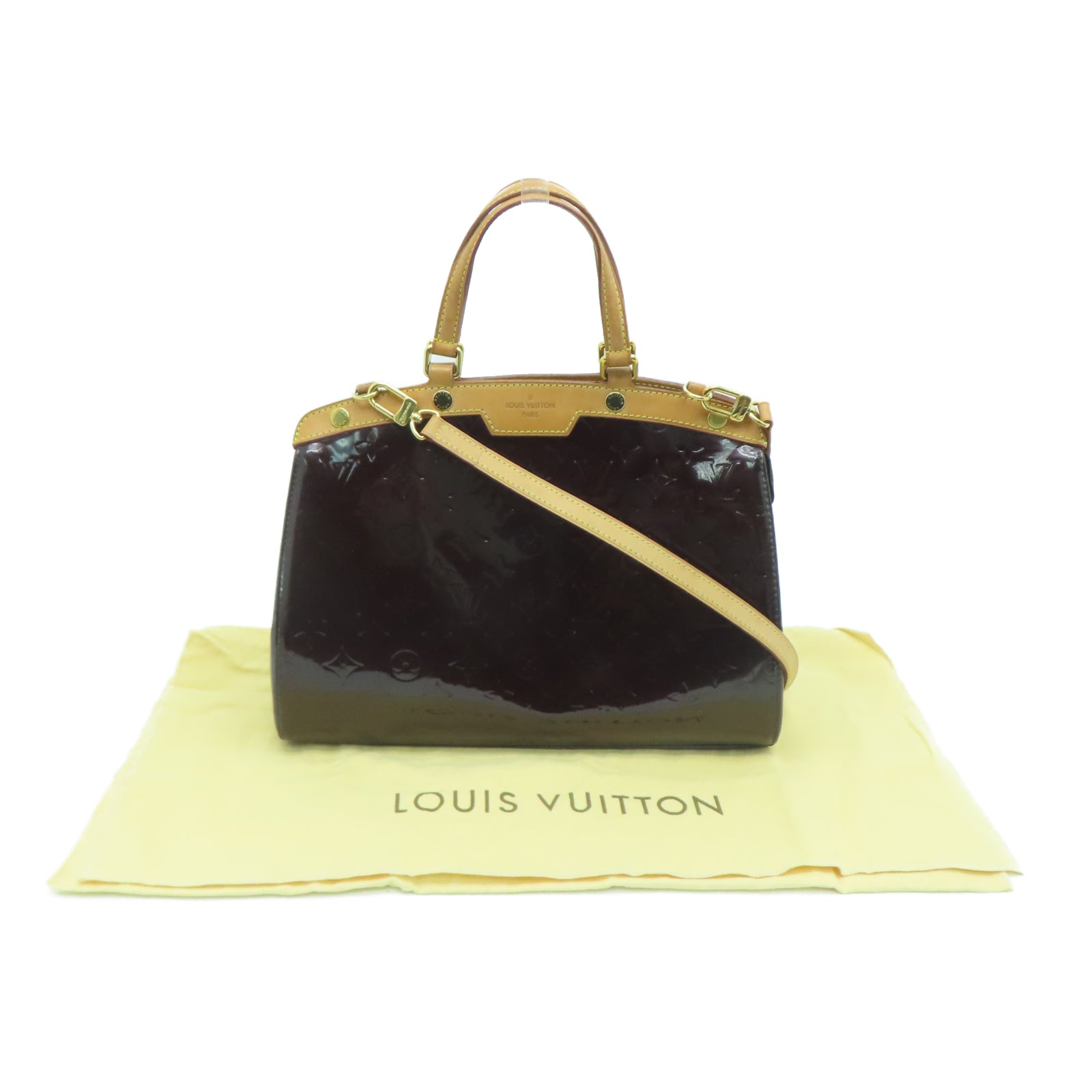 LOUIS VUITTON Monogram Vernis Brea MM金扣手挽肩背两用袋红色