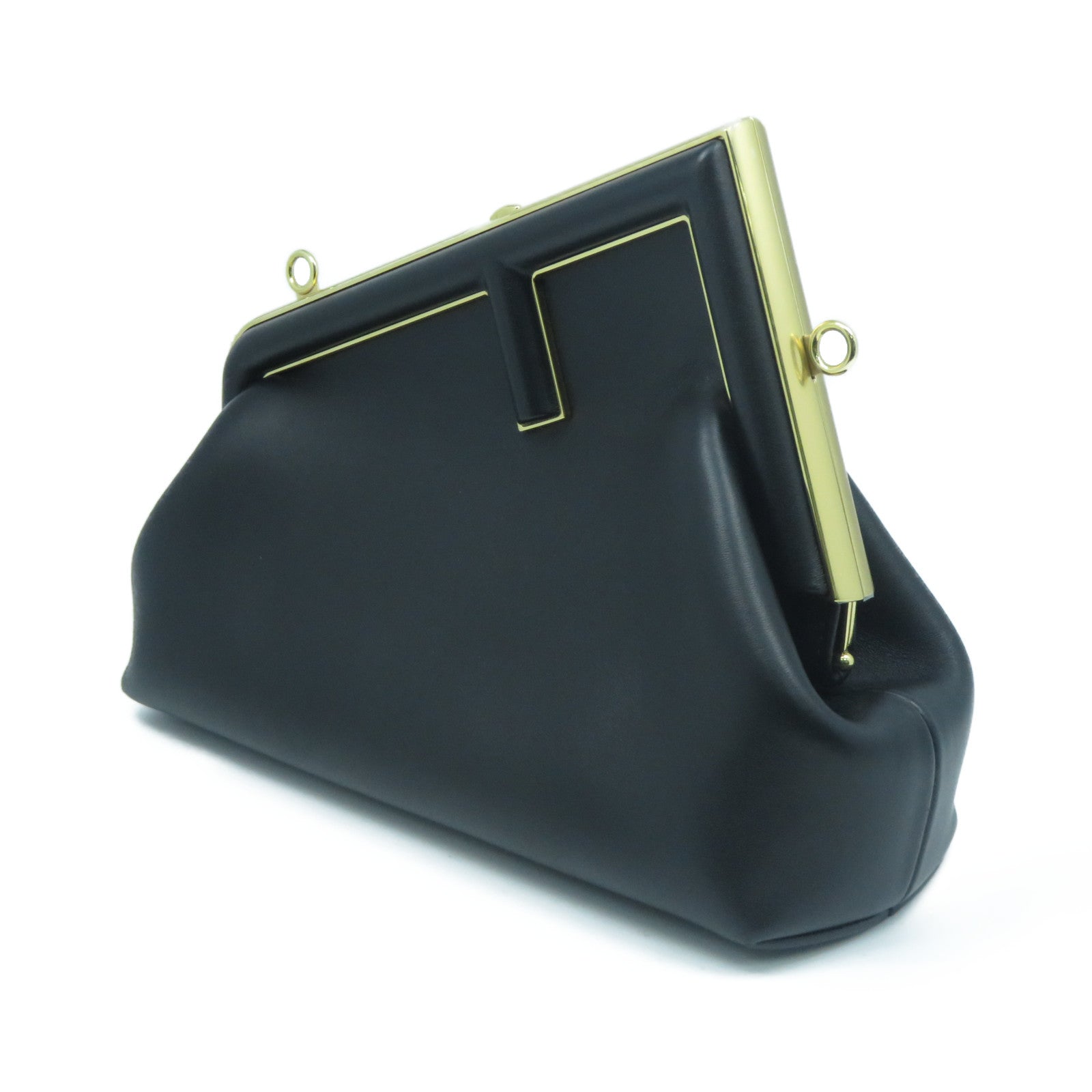 FENDI 牛皮皮革Shoulder Bag金扣肩背袋黑色