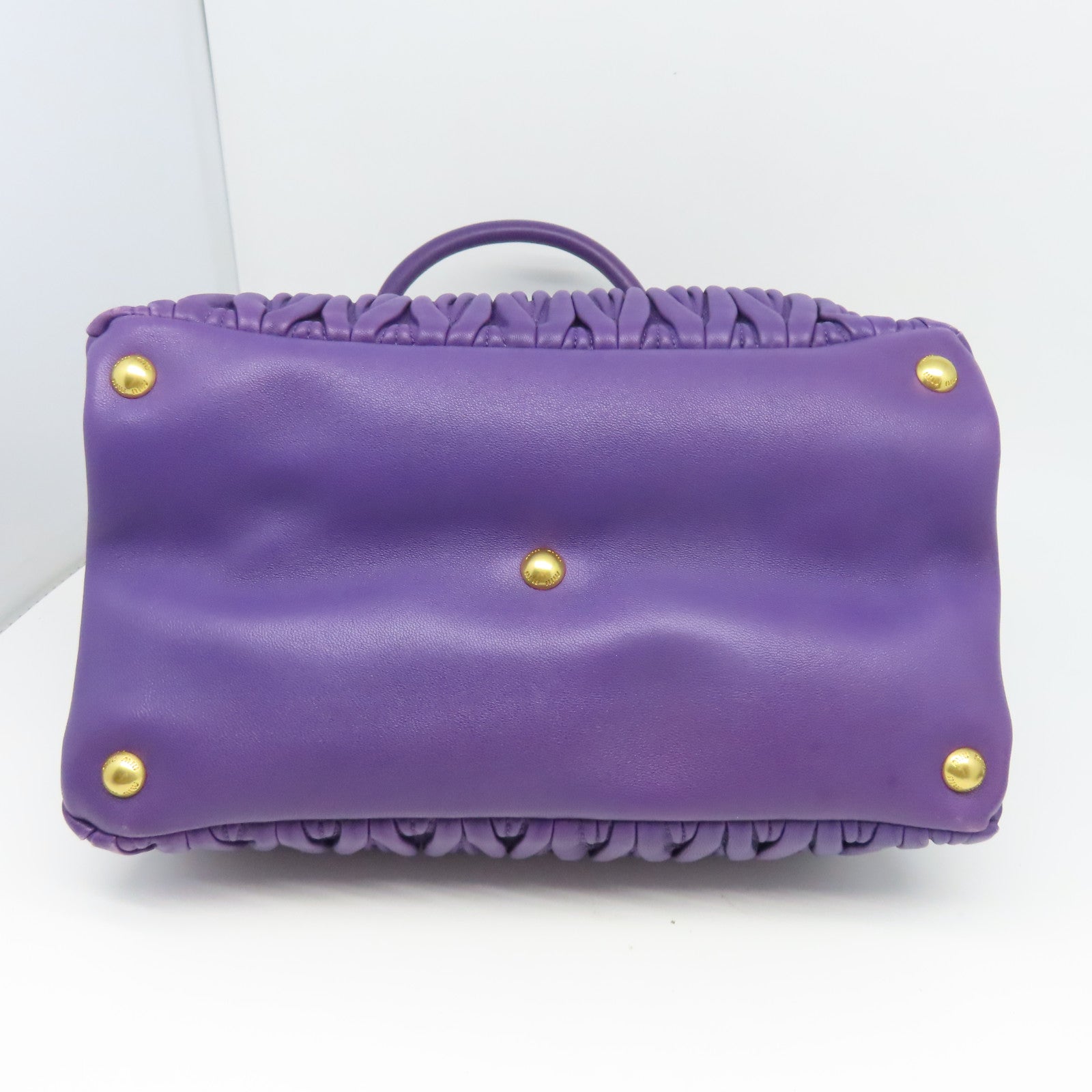 Miu Miu 羊皮皮革2Way Shoulder金扣手挽肩背兩用袋紫色