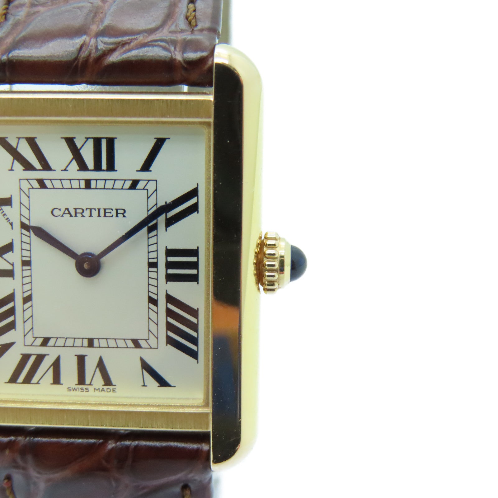 CARTIER Tank Solo K18 Watch Quartz Movement Gold/Brown