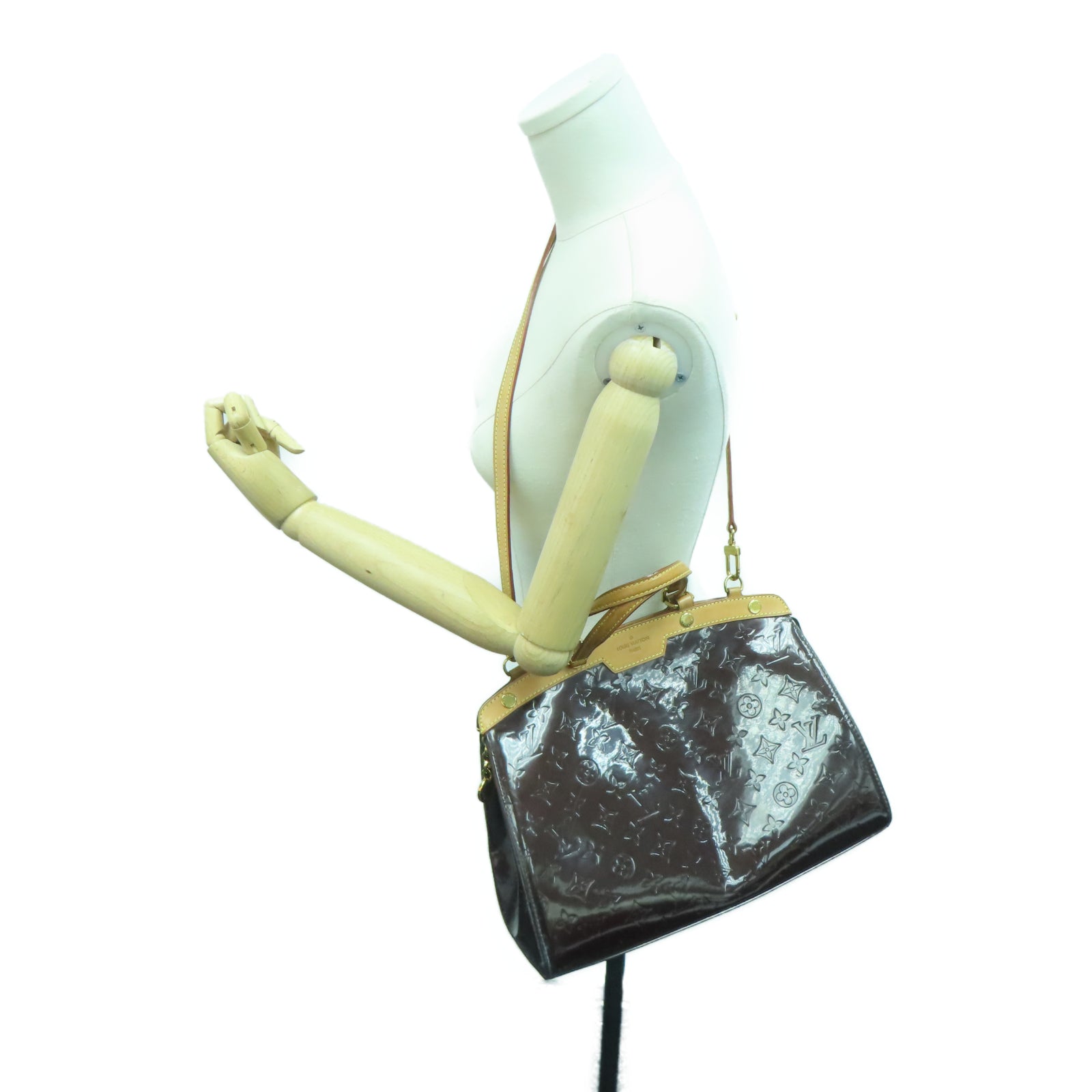 LOUIS VUITTON Monogram Vernis Brea MM金扣手挽肩背两用袋红色