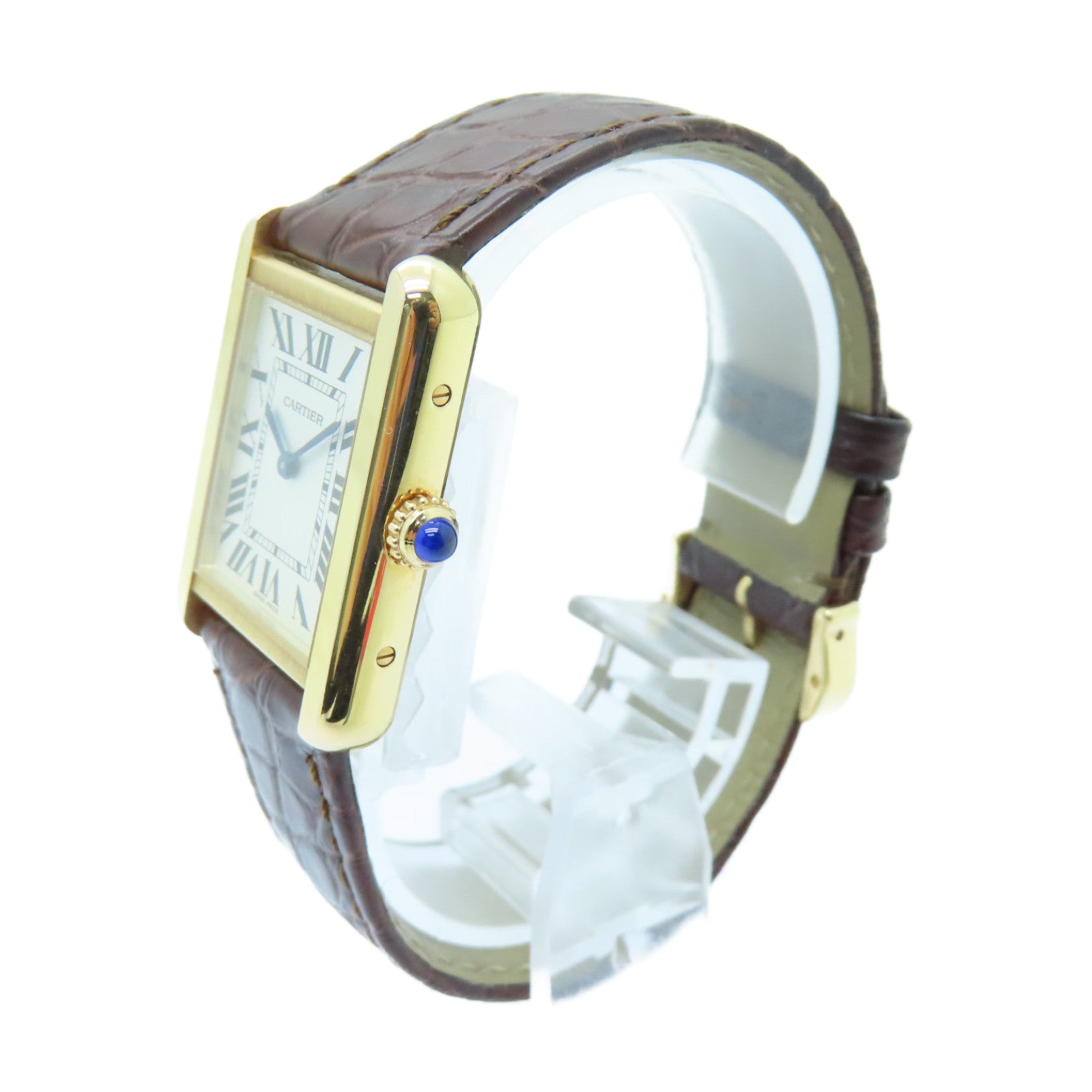 CARTIER Tank Solo K18 Watch Quartz Movement Gold/Brown