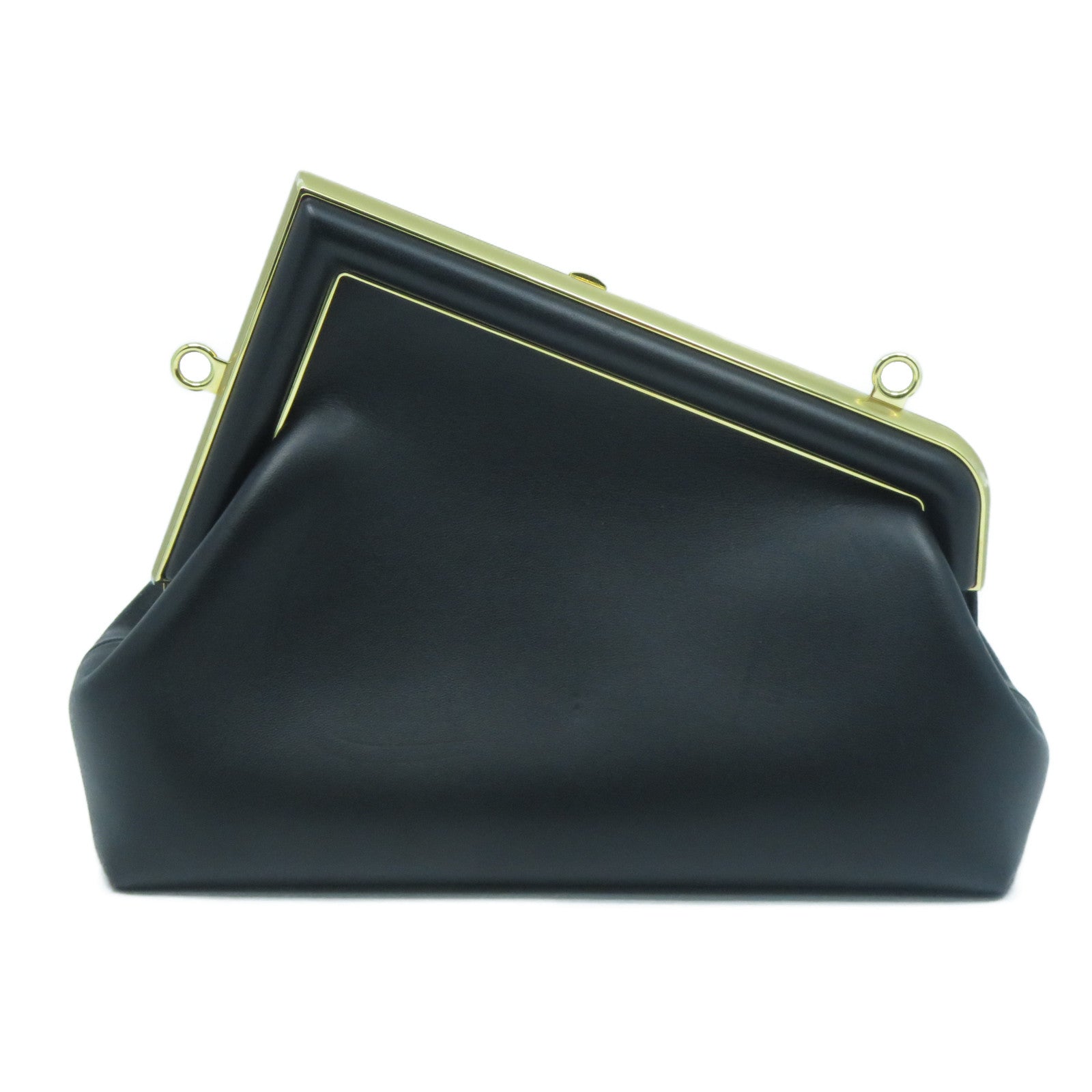 FENDI 牛皮皮革Shoulder Bag金扣肩背袋黑色