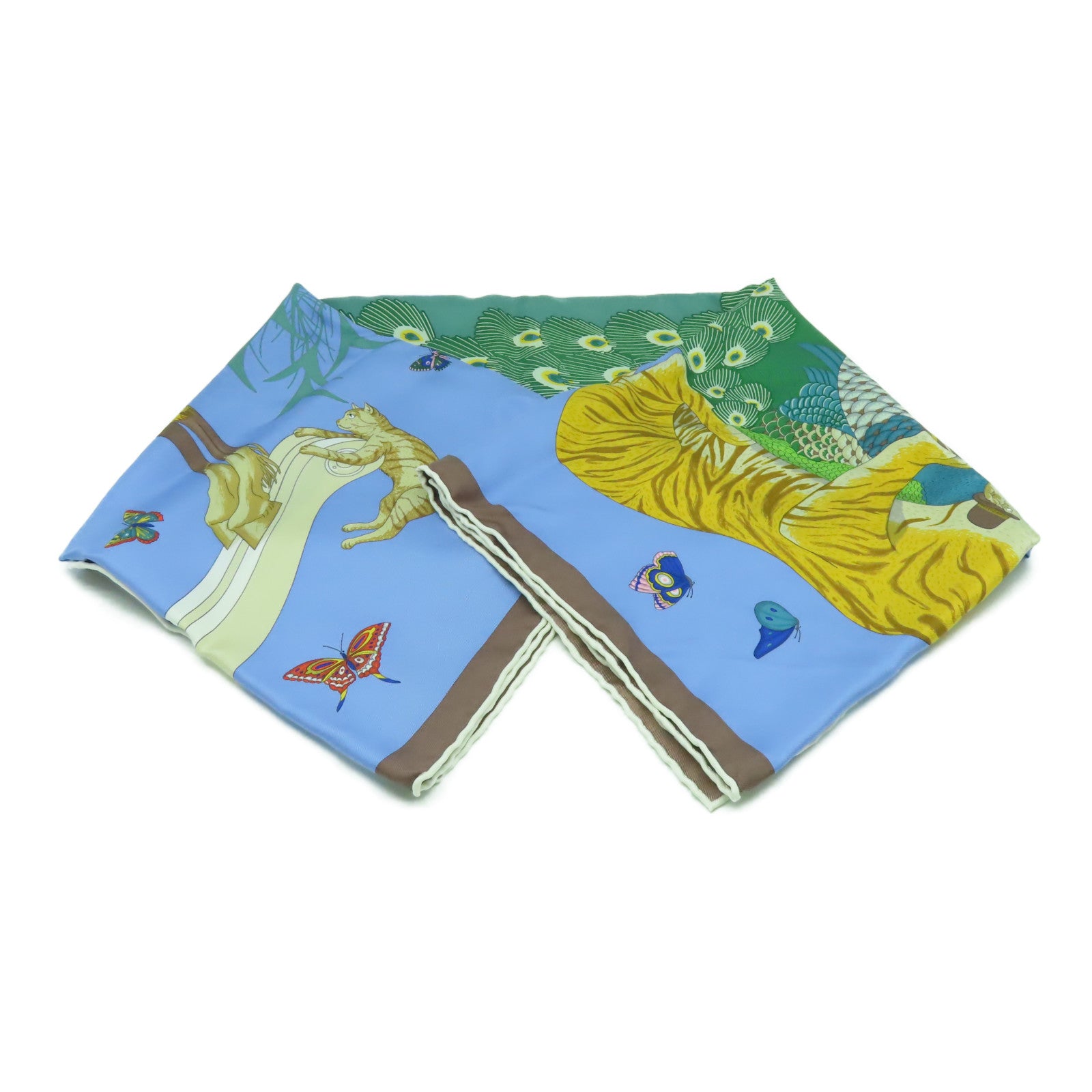 HERMES 絲質Scarf 90x90絲巾淺藍色