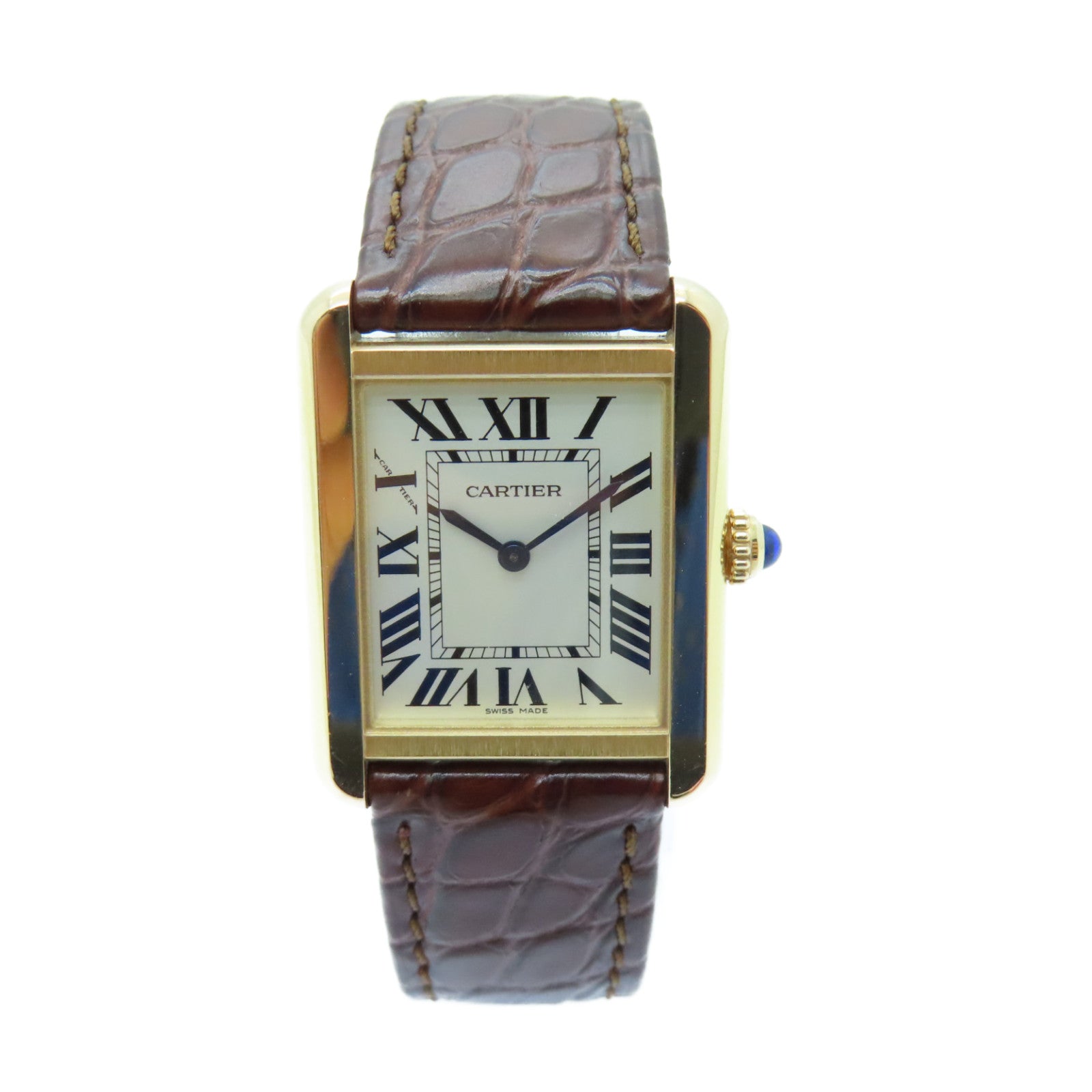 CARTIER Tank Solo K18 Watch Quartz Movement Gold/Brown