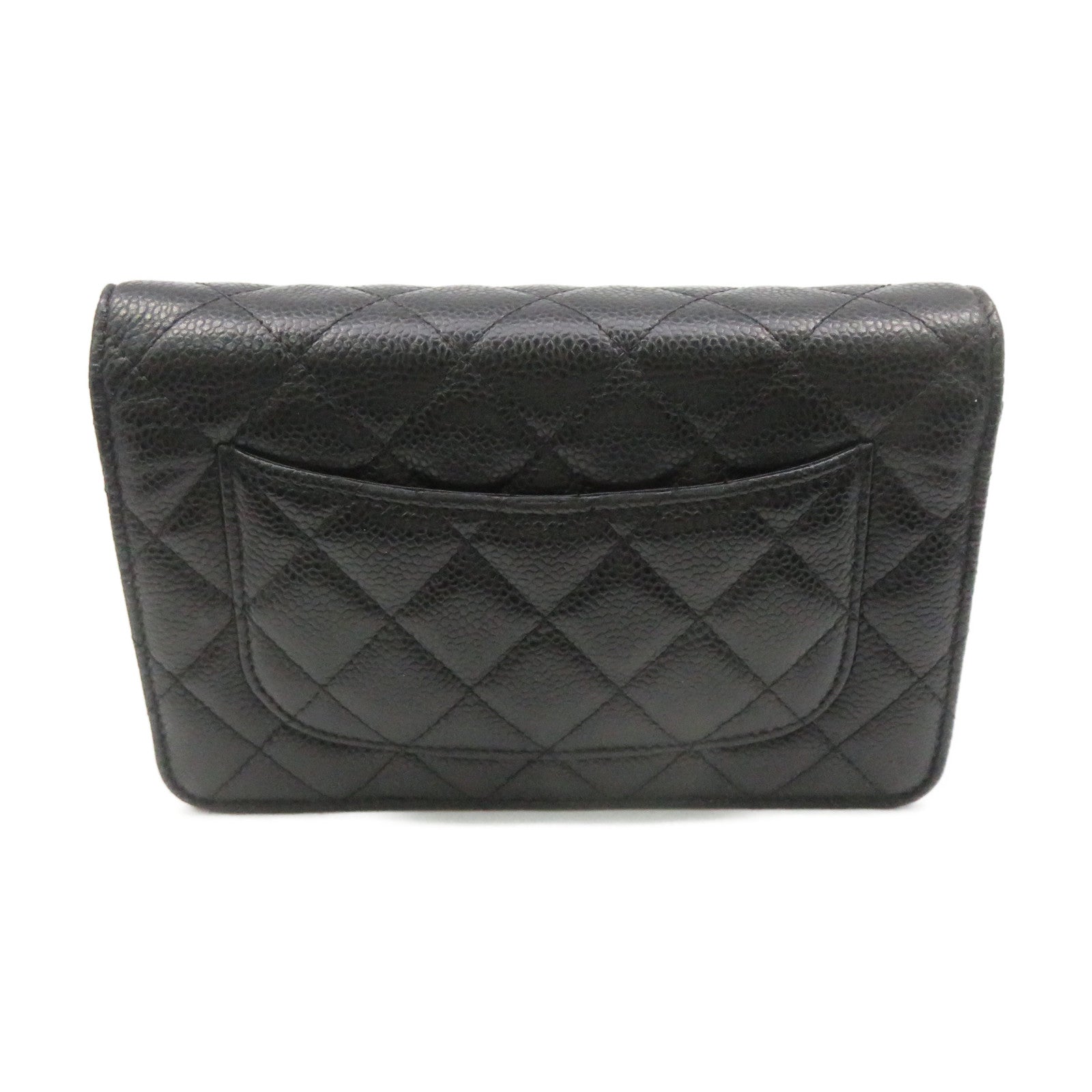 CHANEL Caviar皮革Wallet On Chain Shoulder Bag金扣链带钱包肩背袋黑色