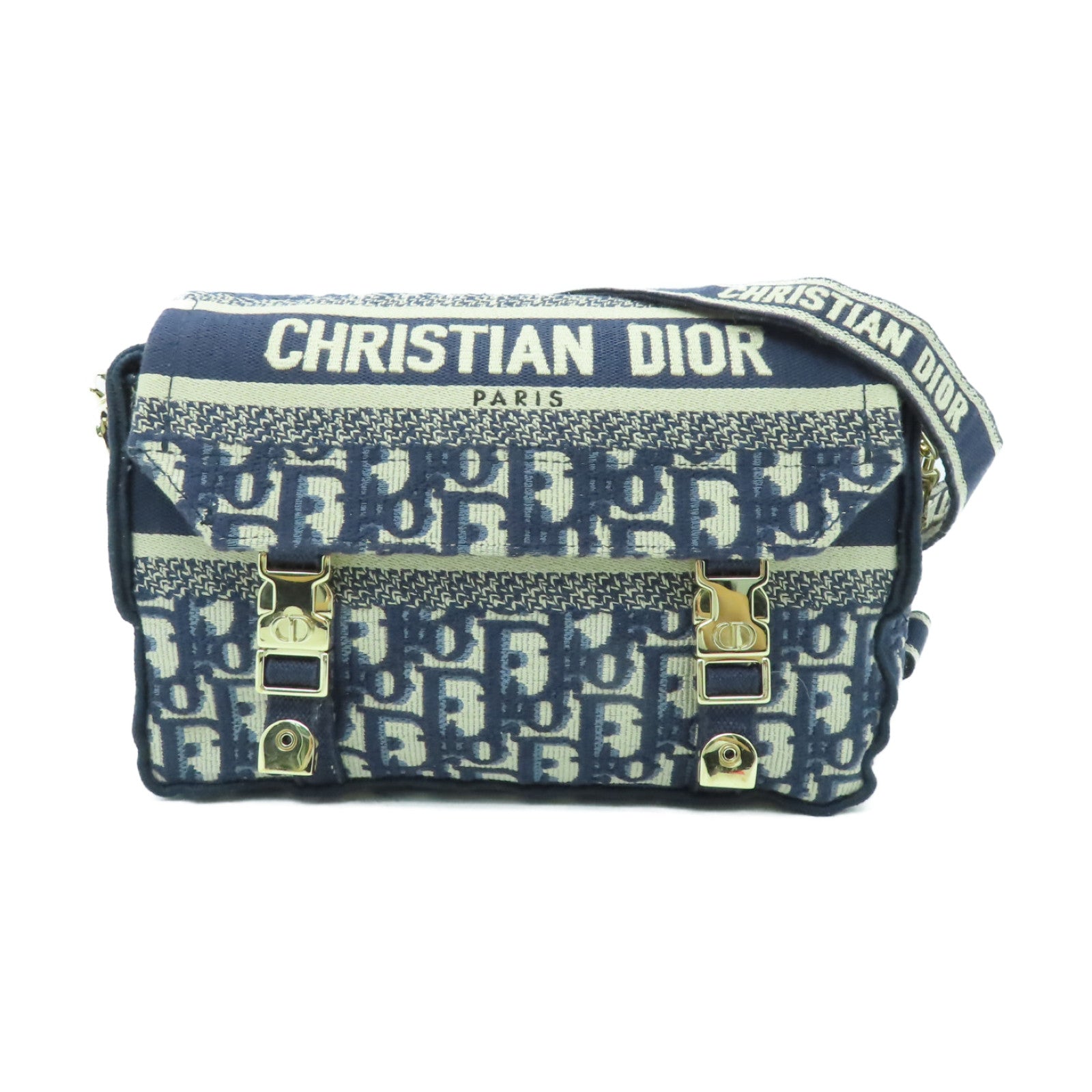 Dior 帆布Diorcamp金扣肩背袋藍色