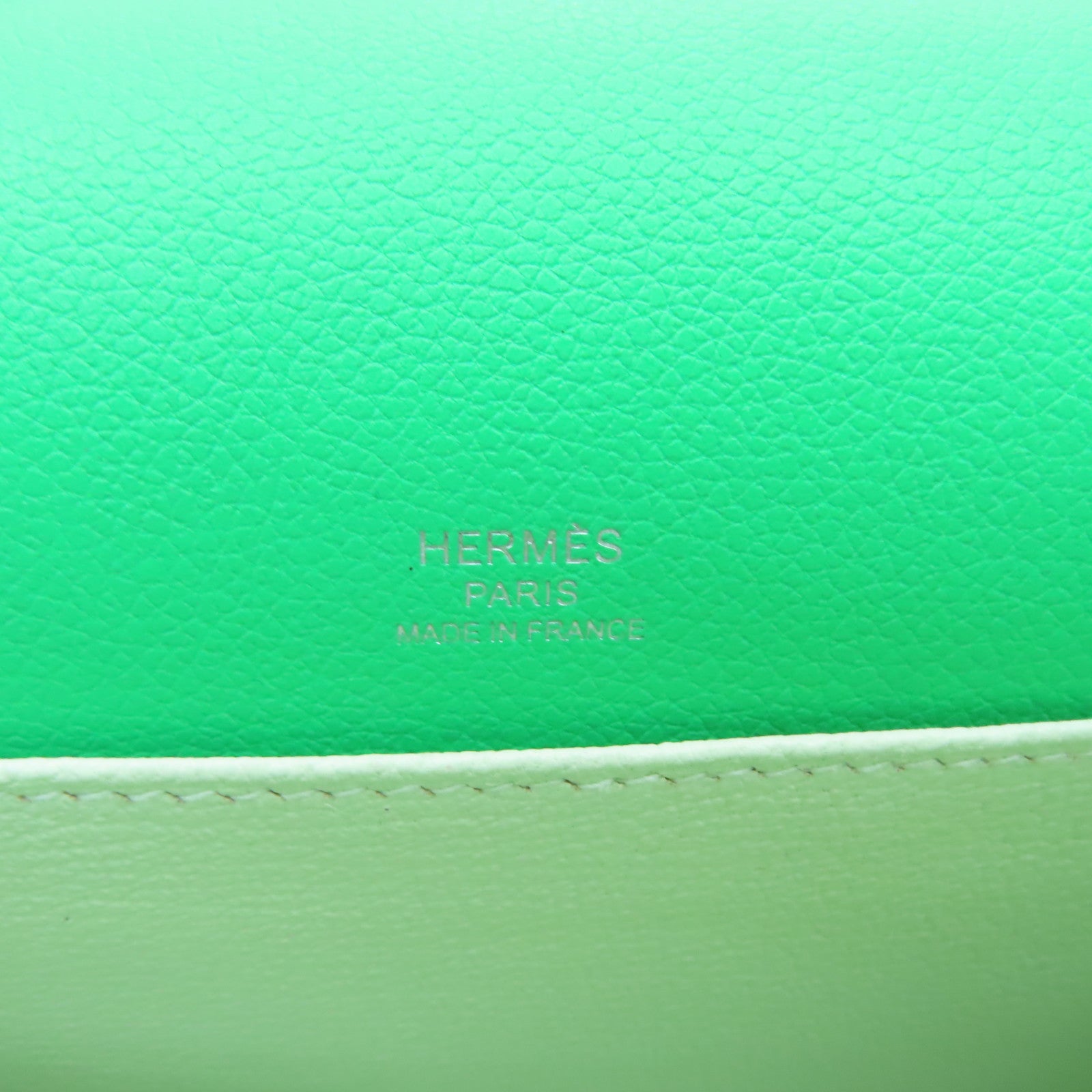 HERMES Evercolor皮革Mini Roulis銀扣肩背袋Vert Comics綠色
