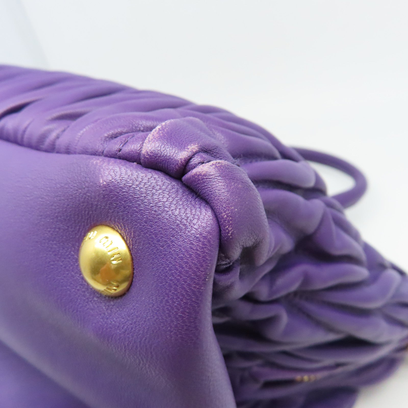 Miu Miu 羊皮皮革2Way Shoulder金扣手挽肩背兩用袋紫色