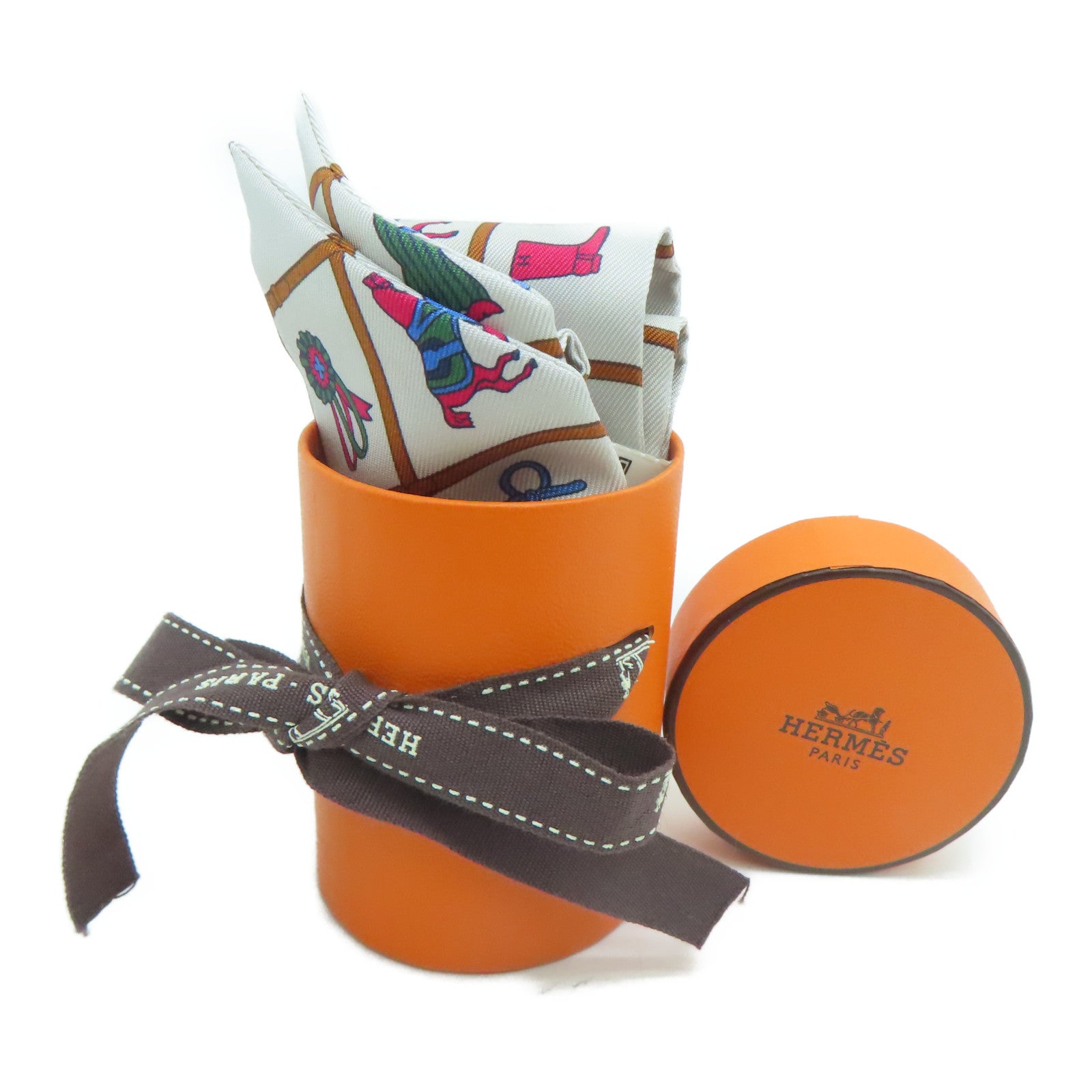 HERMES 【激減優惠】絲質Twilly絲巾灰色/粉紅色