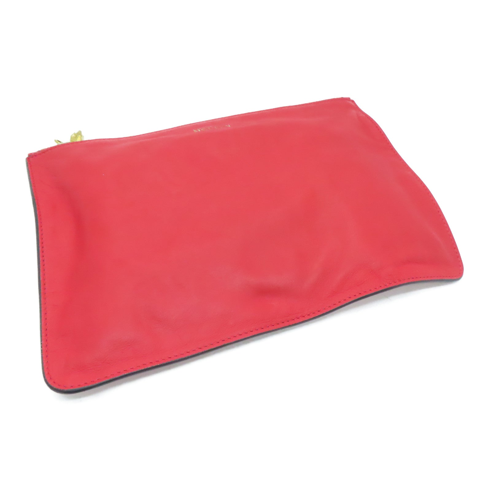 SELECTION Leather Alexander McQueen Clutch Gold Buckle Clutch Red